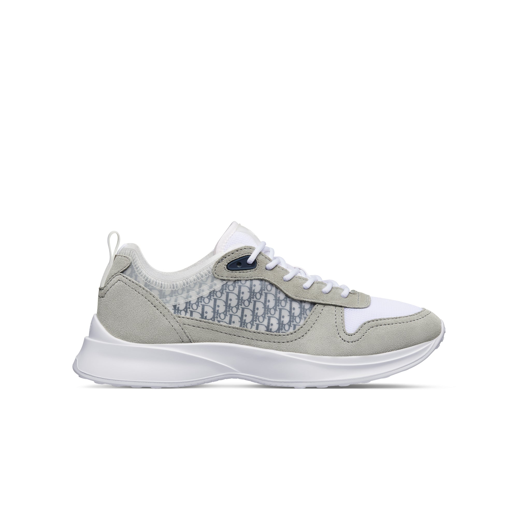 B25 Runner Sneaker - Gray Suede and White Technical Mesh with Blue and White Dior Oblique Canvas