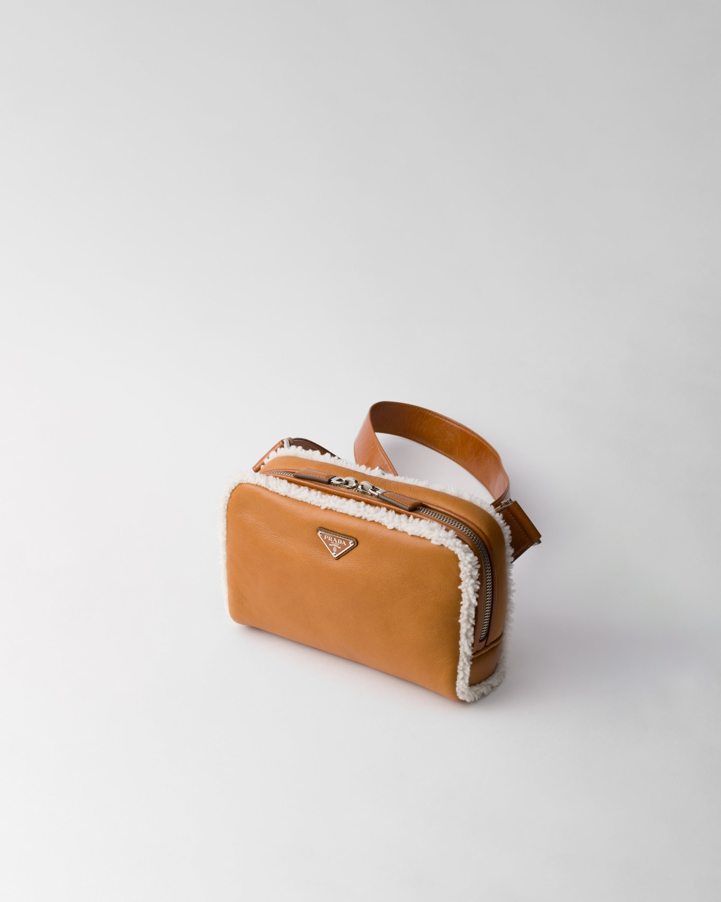 Shearling shoulder bag Cognac/Natural