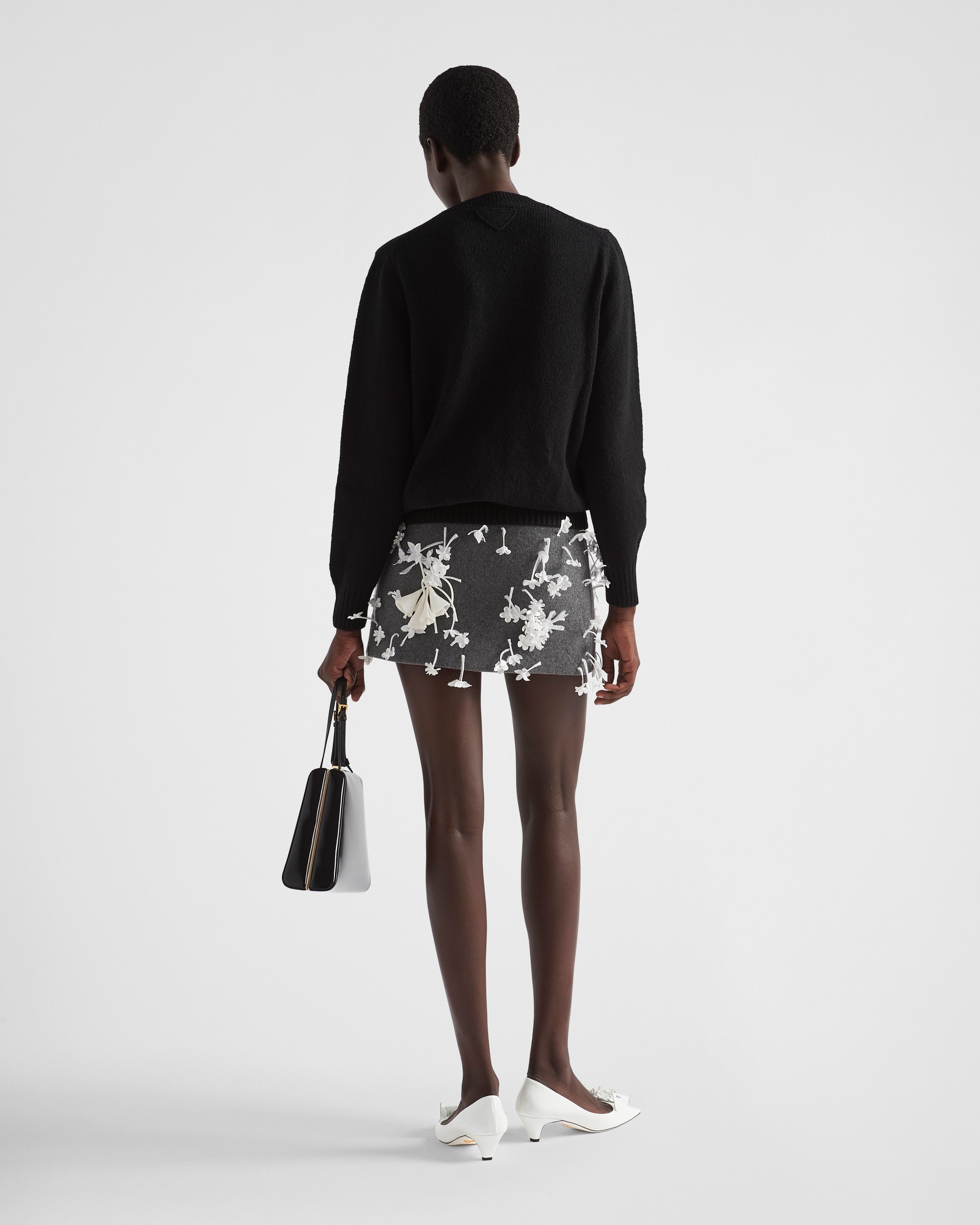 Wool and cashmere crew-neck sweater Black
