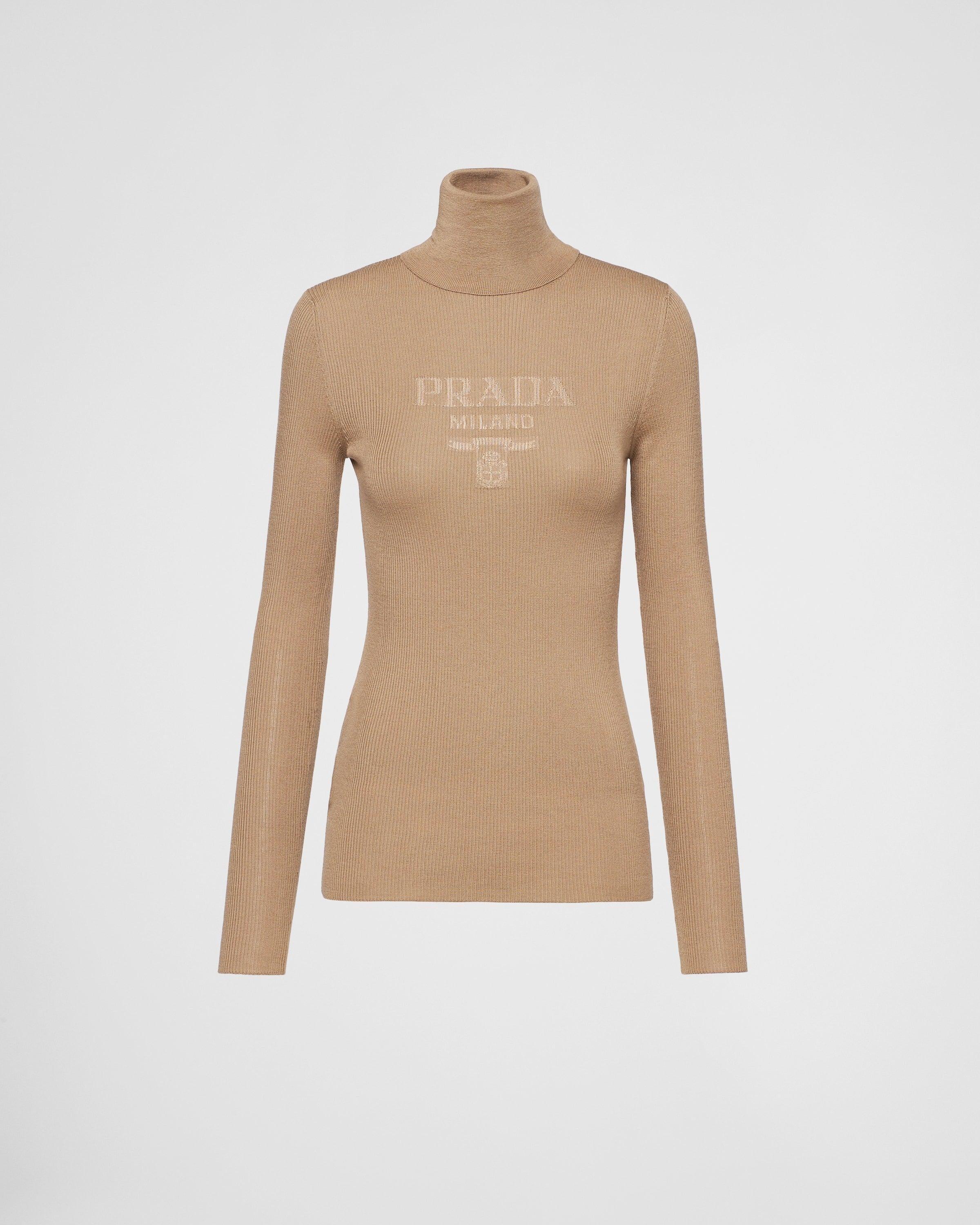 Superfine wool turtleneck sweater Camel Brown