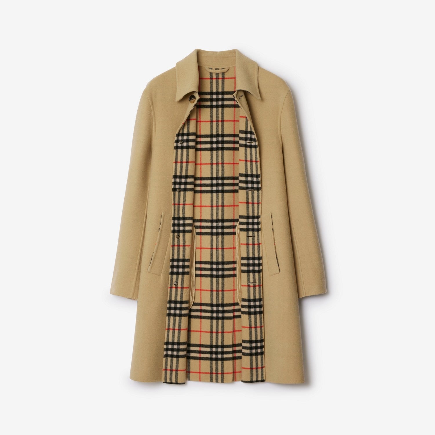 Mid-length Wool Car Coat - Flax/sand