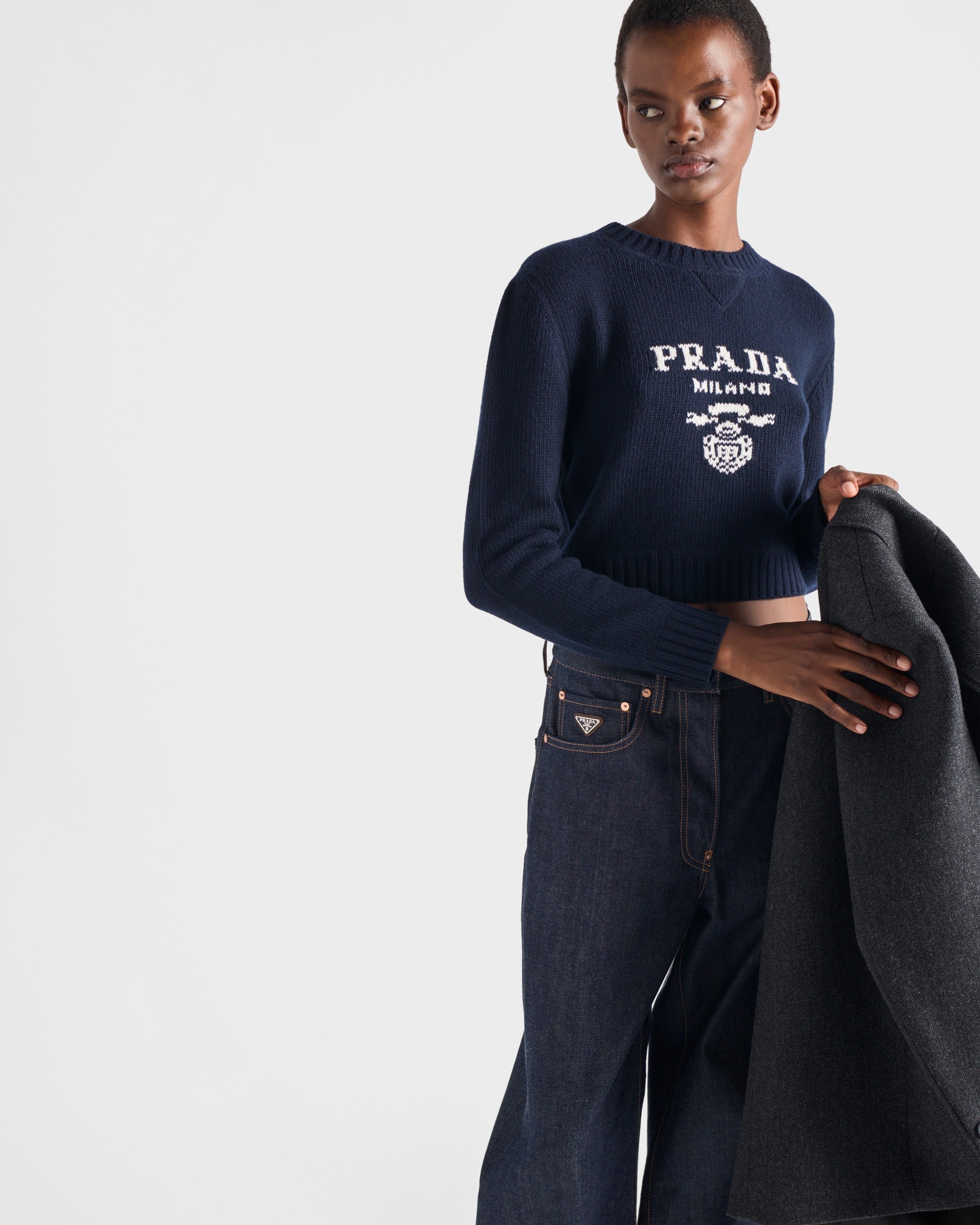 Wool and cashmere crew-neck sweater Navy