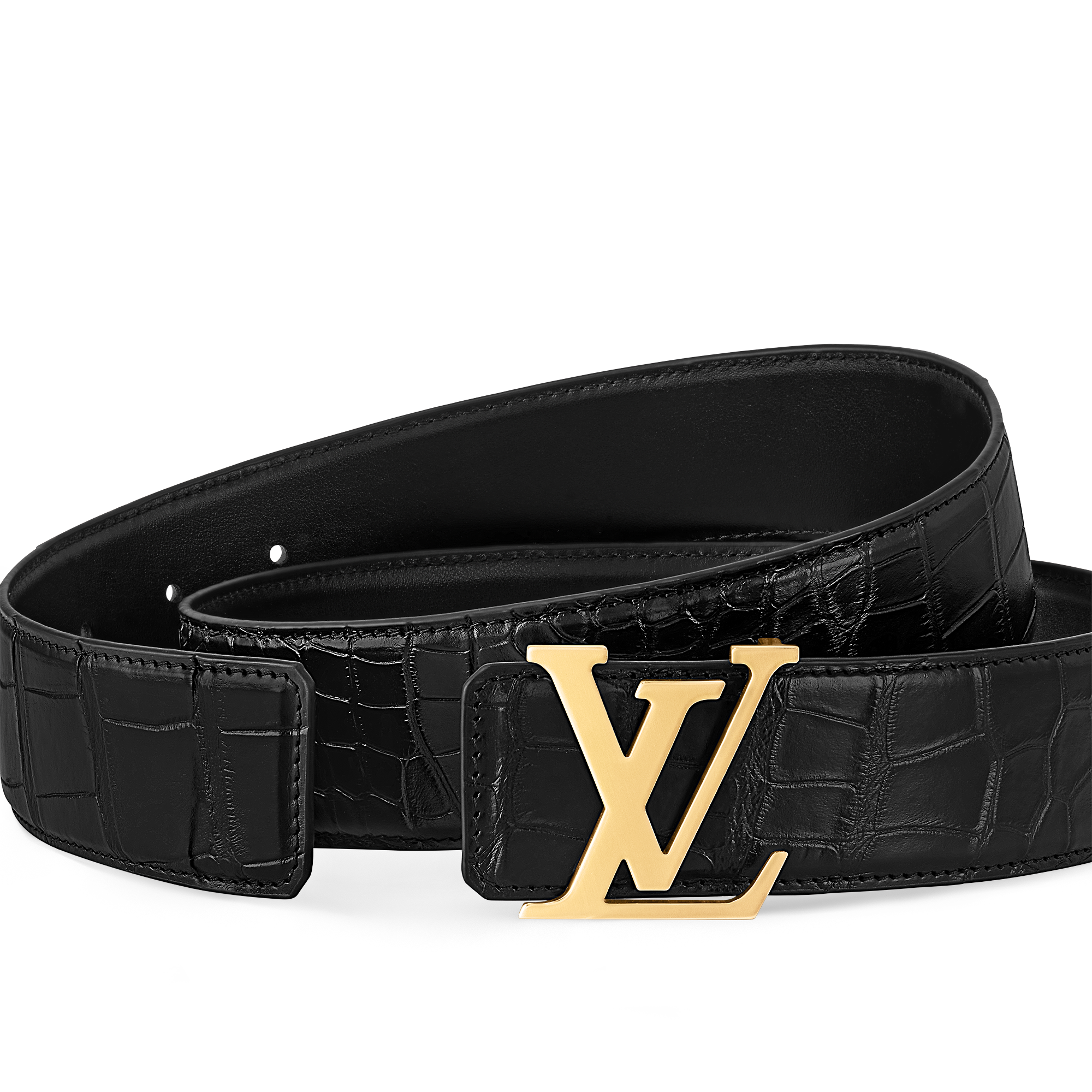 LV Initiales 40mm Reversible Belt Crocodilien Brillant