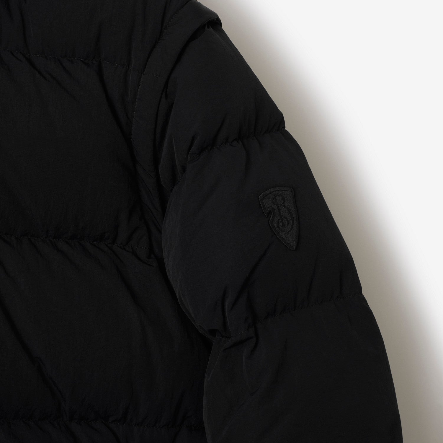 Detachable Sleeve Nylon Puffer Jacket - Black/charcoal