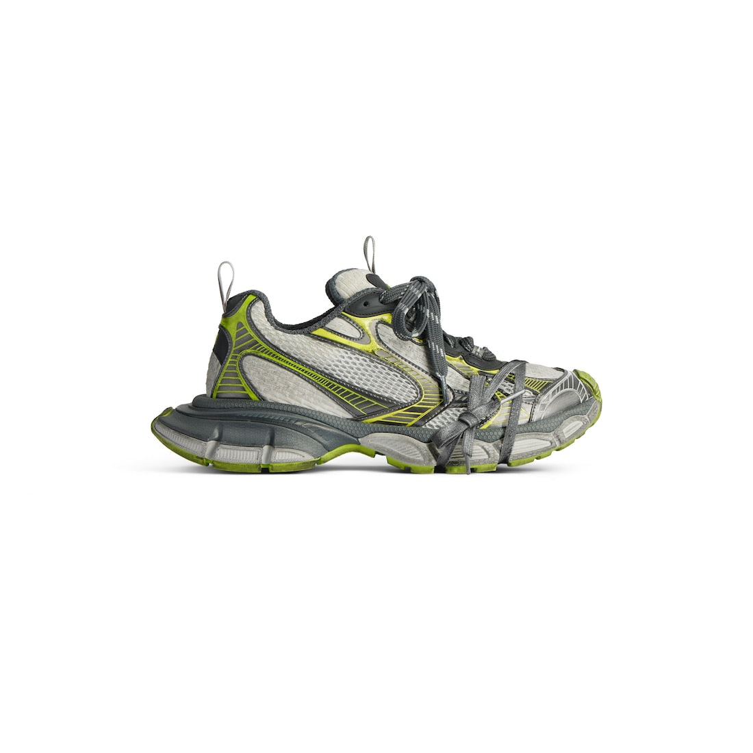 3XL Sneaker in white, grey, green and yellow mesh, polyurethane and polyester