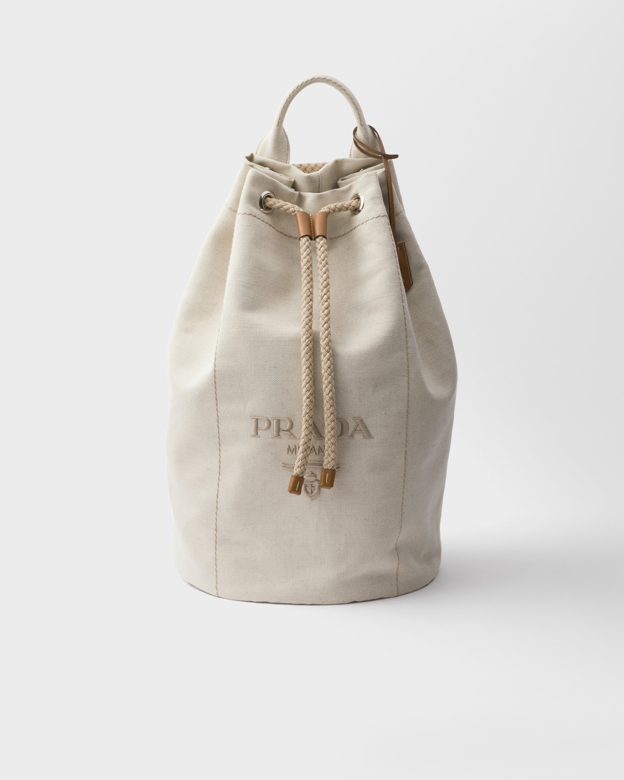 Linen blend drawstring duffel bag Natural