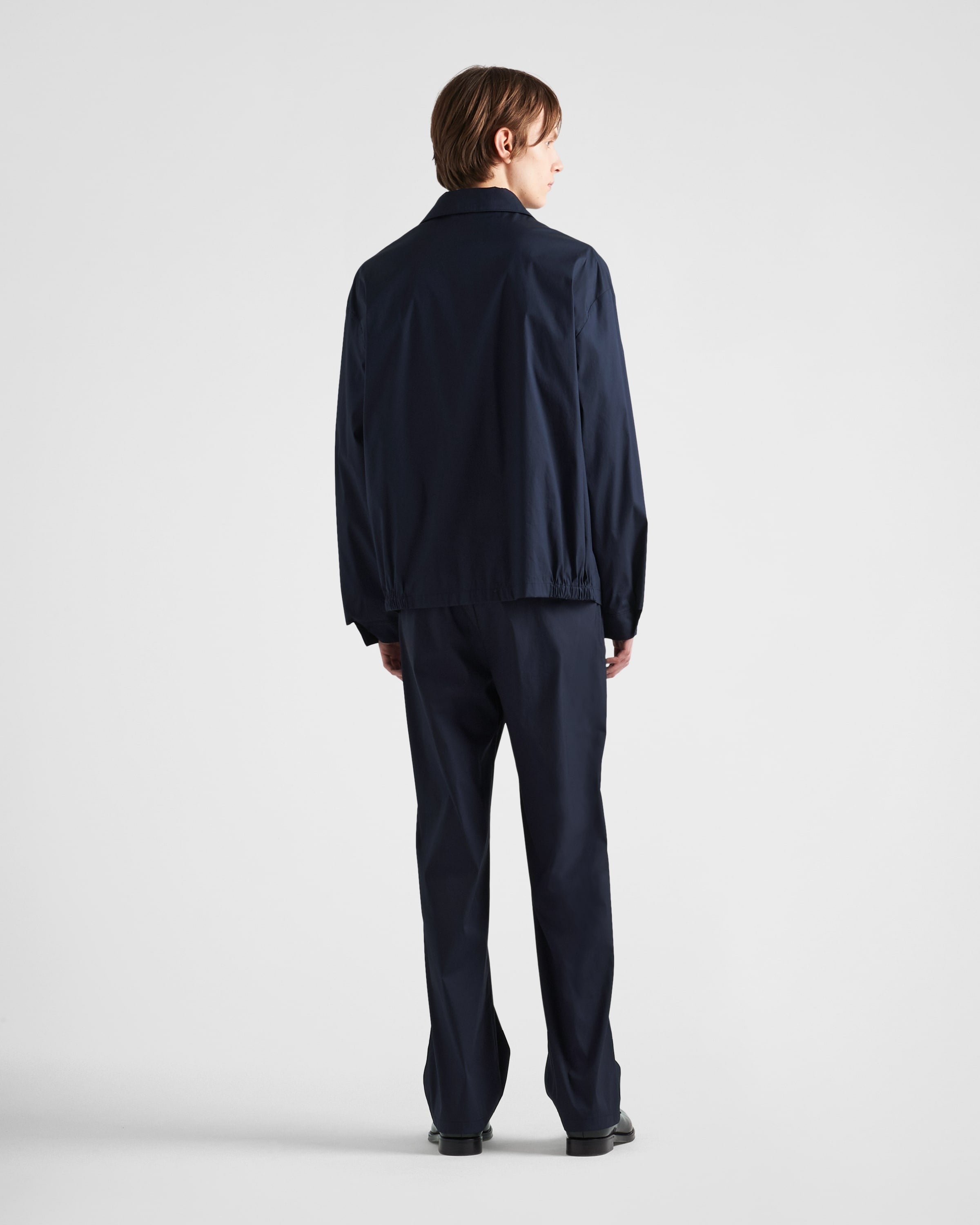 Stretch cotton blouson jacket Blue