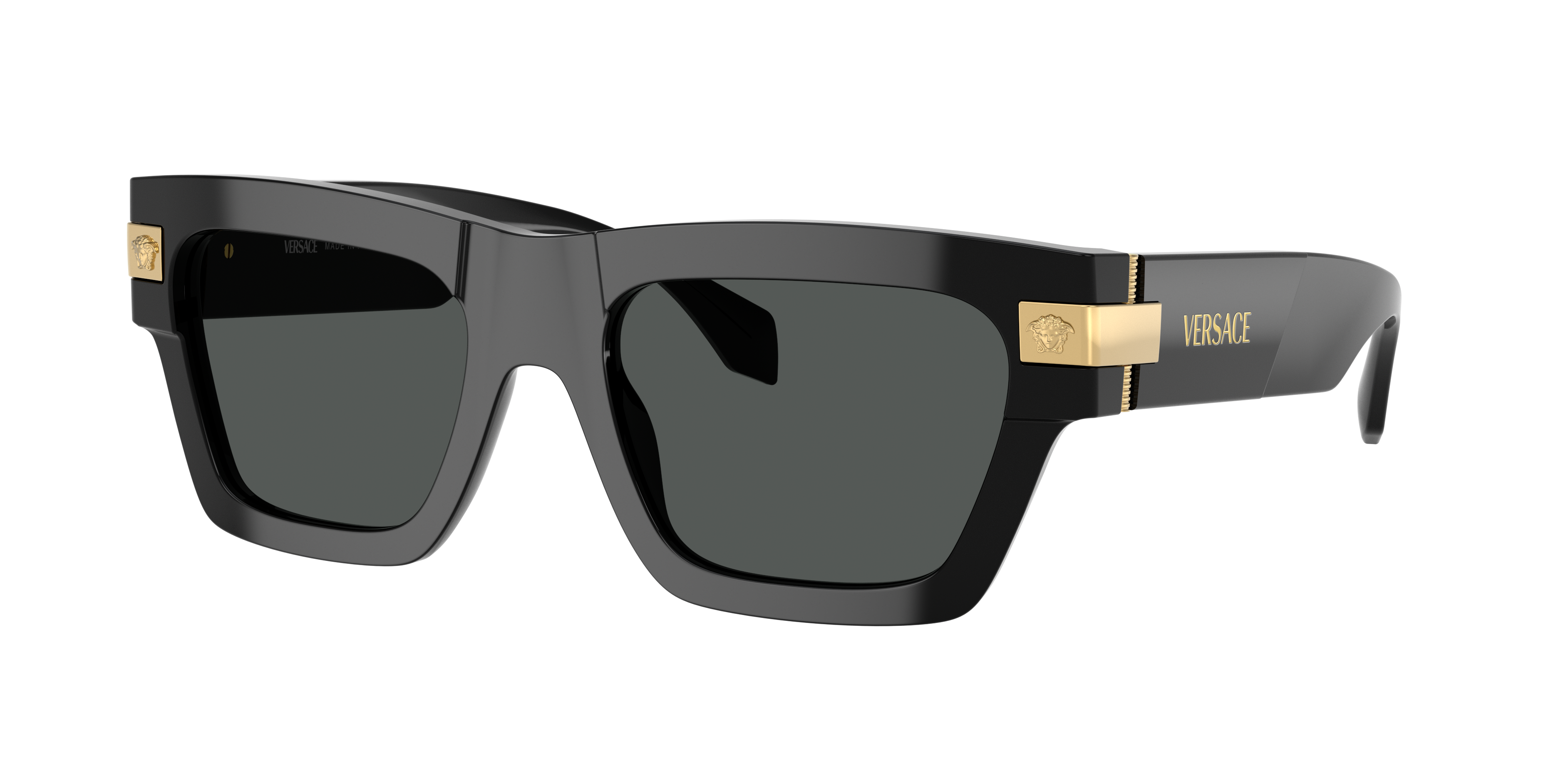 VERSACE VE4464 Black - Men Luxury Sunglasses, Dark Grey Lens