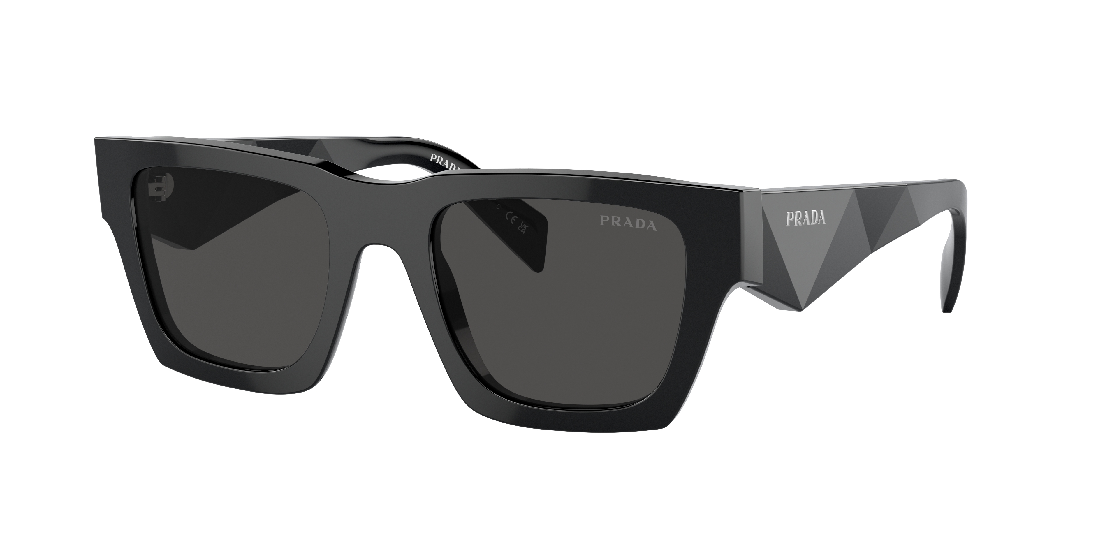PRADA PR A06SF Black - Men Luxury Sunglasses, Dark Grey Lens