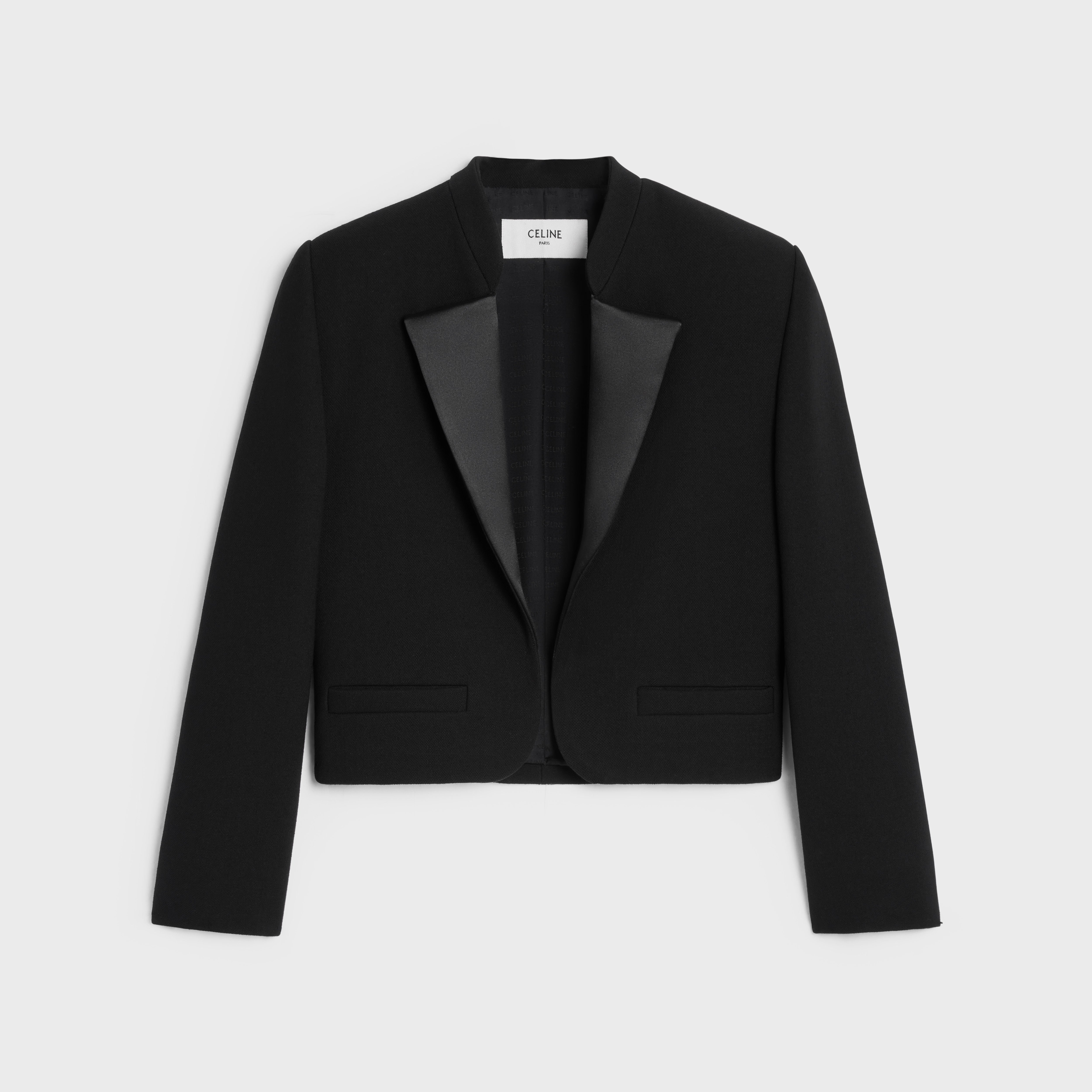 JACKET IN SATIN-LINED DOUBLE FACED WOOL CREPE - BLACK