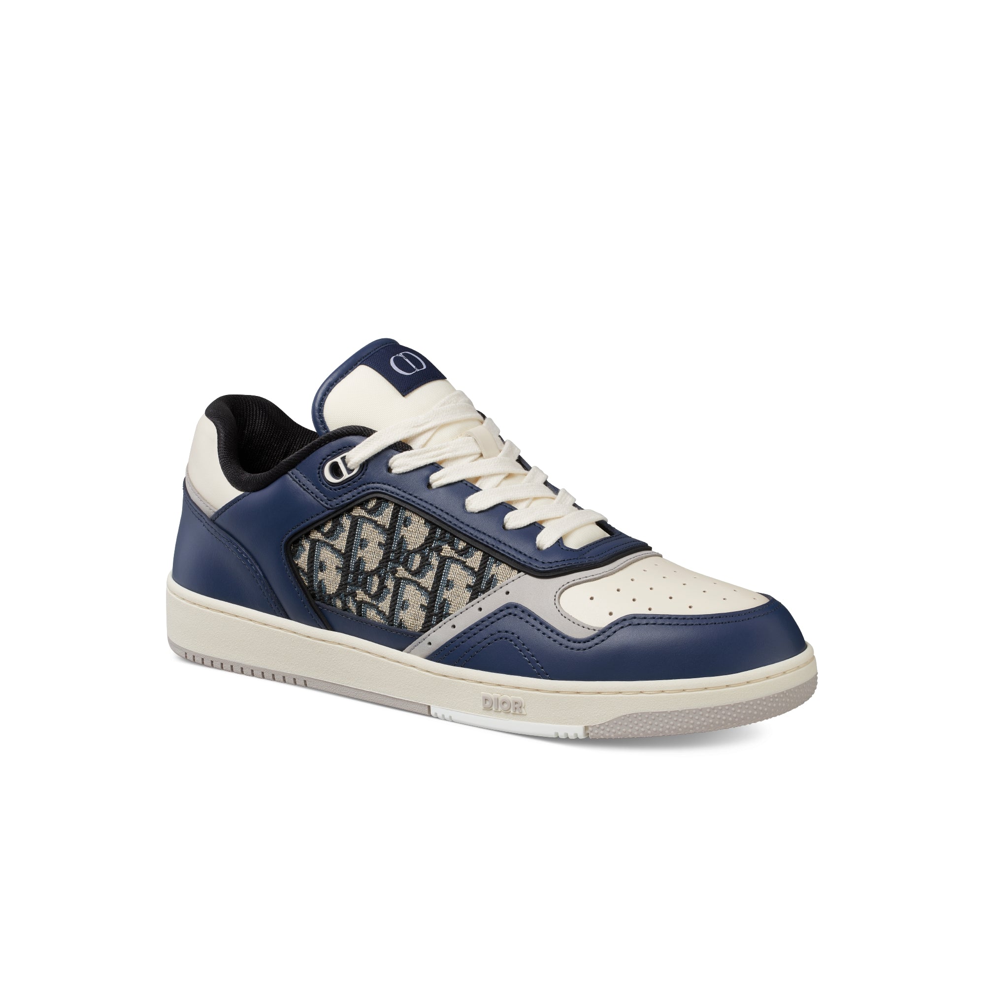 B27 Low-Top Sneaker - Blue, Cream and Dior Gray Smooth Calfskin with Beige and Black Dior Oblique Jacquard