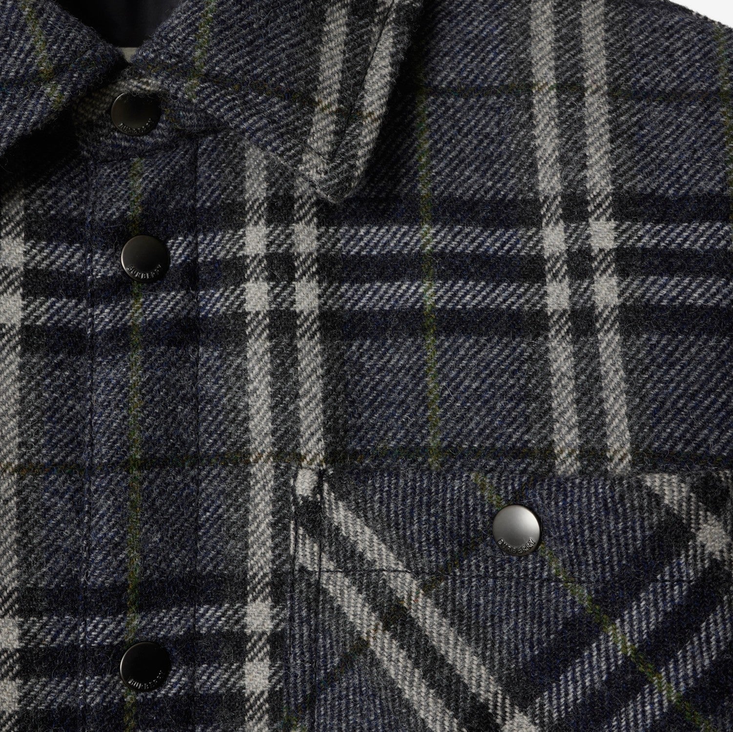 Check Wool Overshirt - Indigo