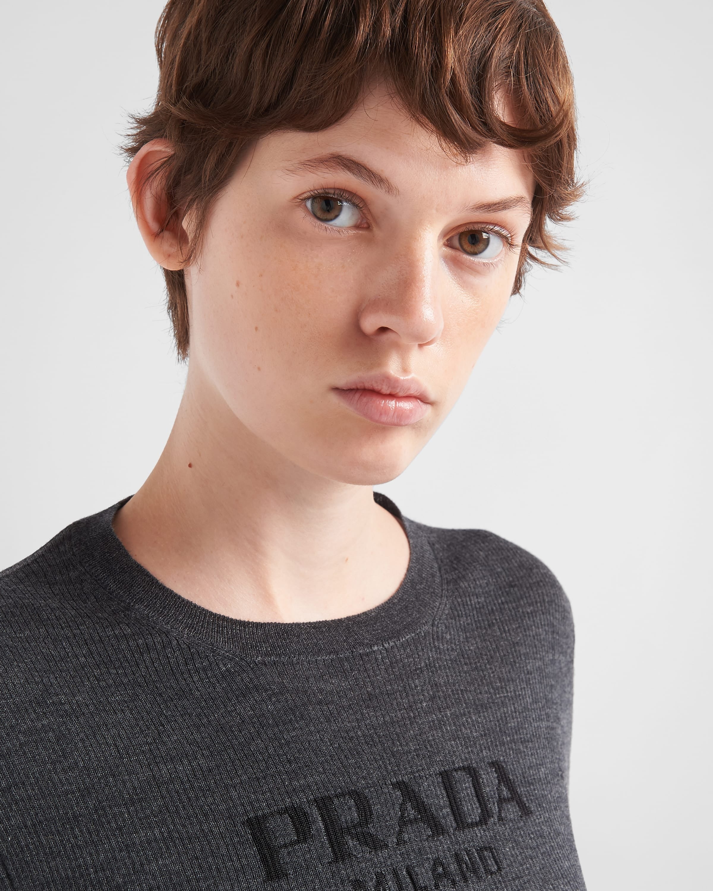 Superfine wool crew-neck sweater Anthracite Gray