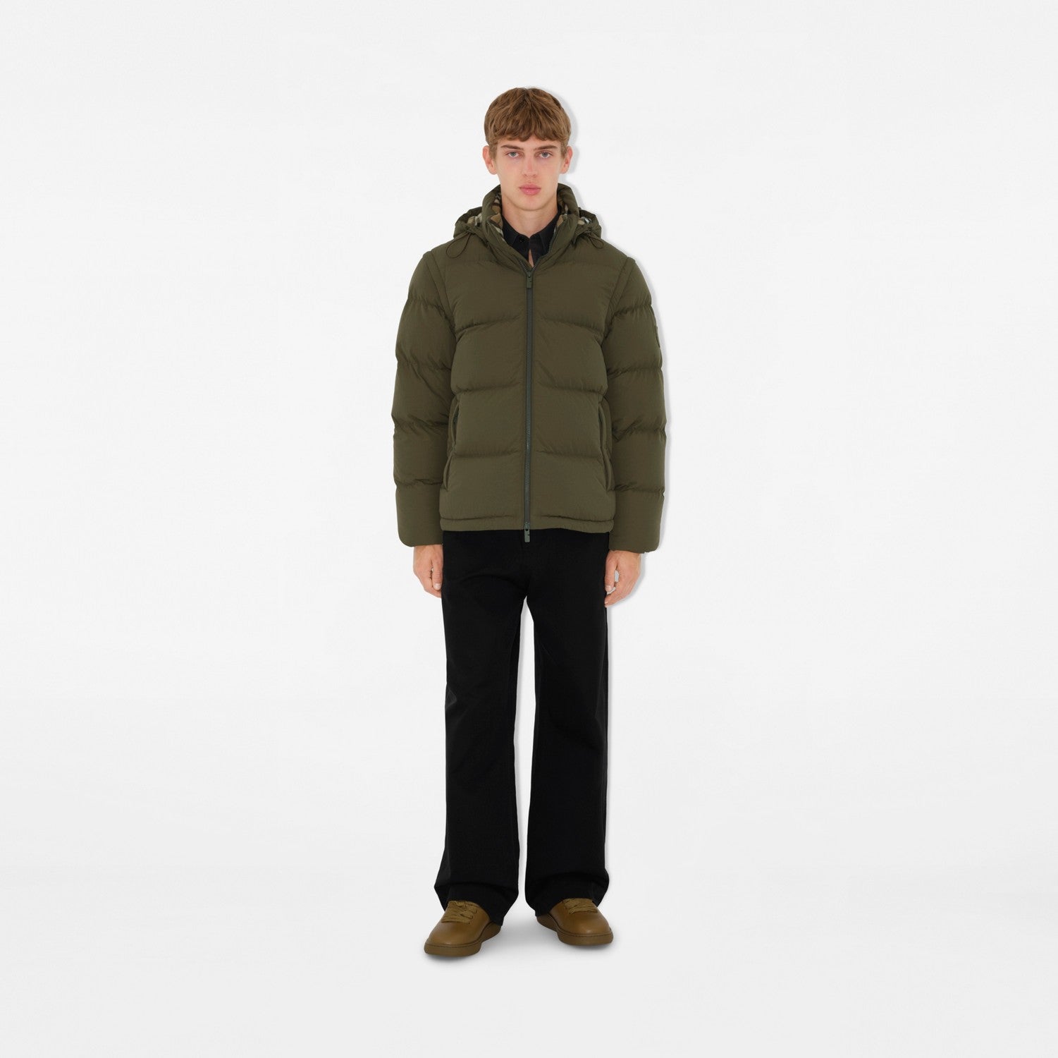 Detachable Sleeve Nylon Puffer Jacket - Loch/linden