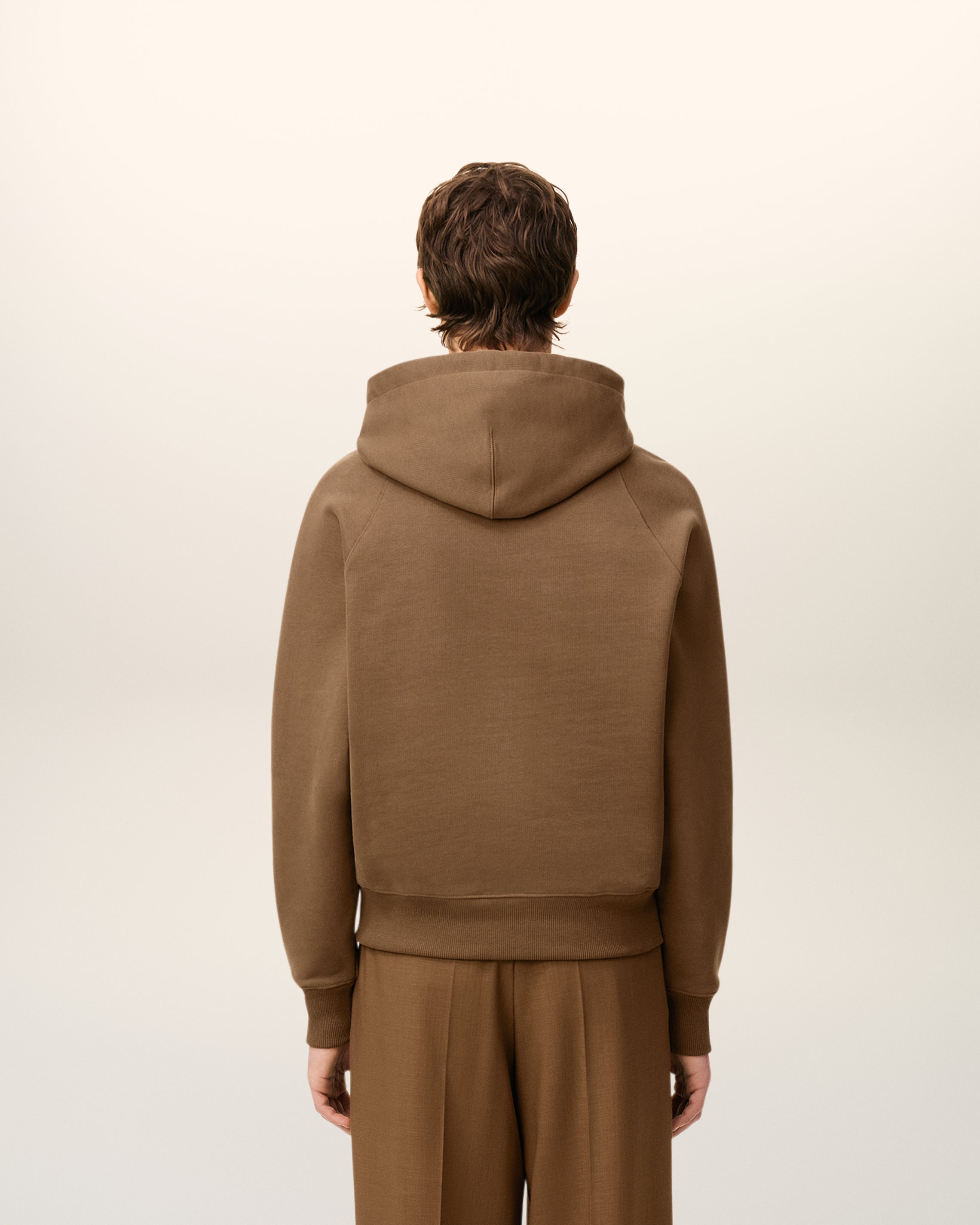 Brown Cotton Ami De Coeur Hoodie HAZELNUT