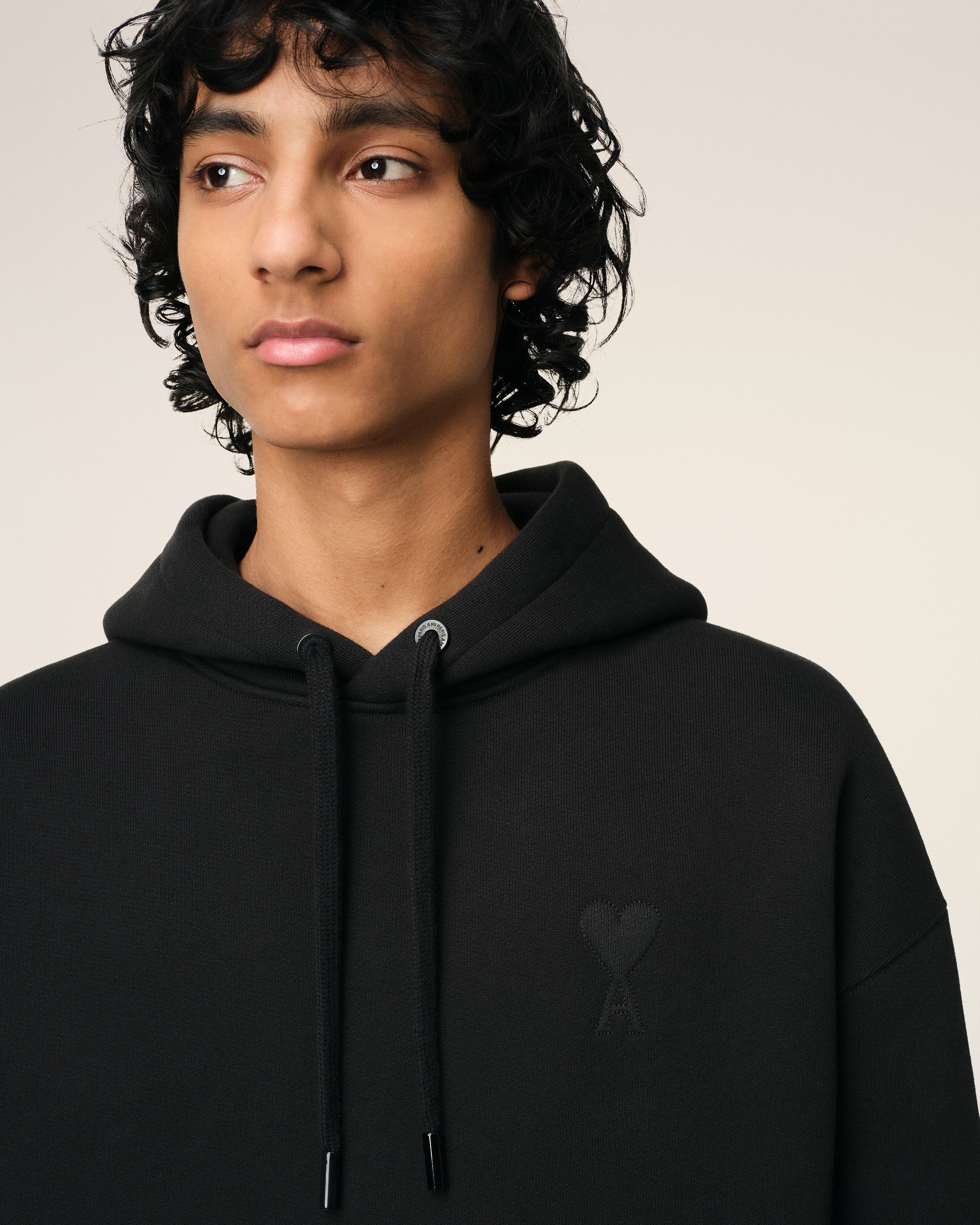 BLACK COTTON AMI DE COEUR HOODIE BLACK