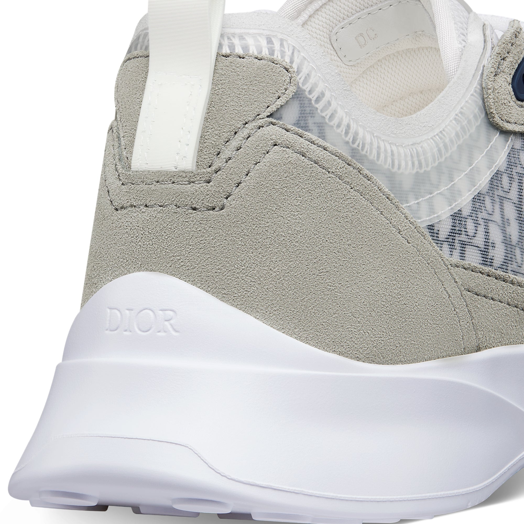 B25 Runner Sneaker - Gray Suede and White Technical Mesh with Blue and White Dior Oblique Canvas