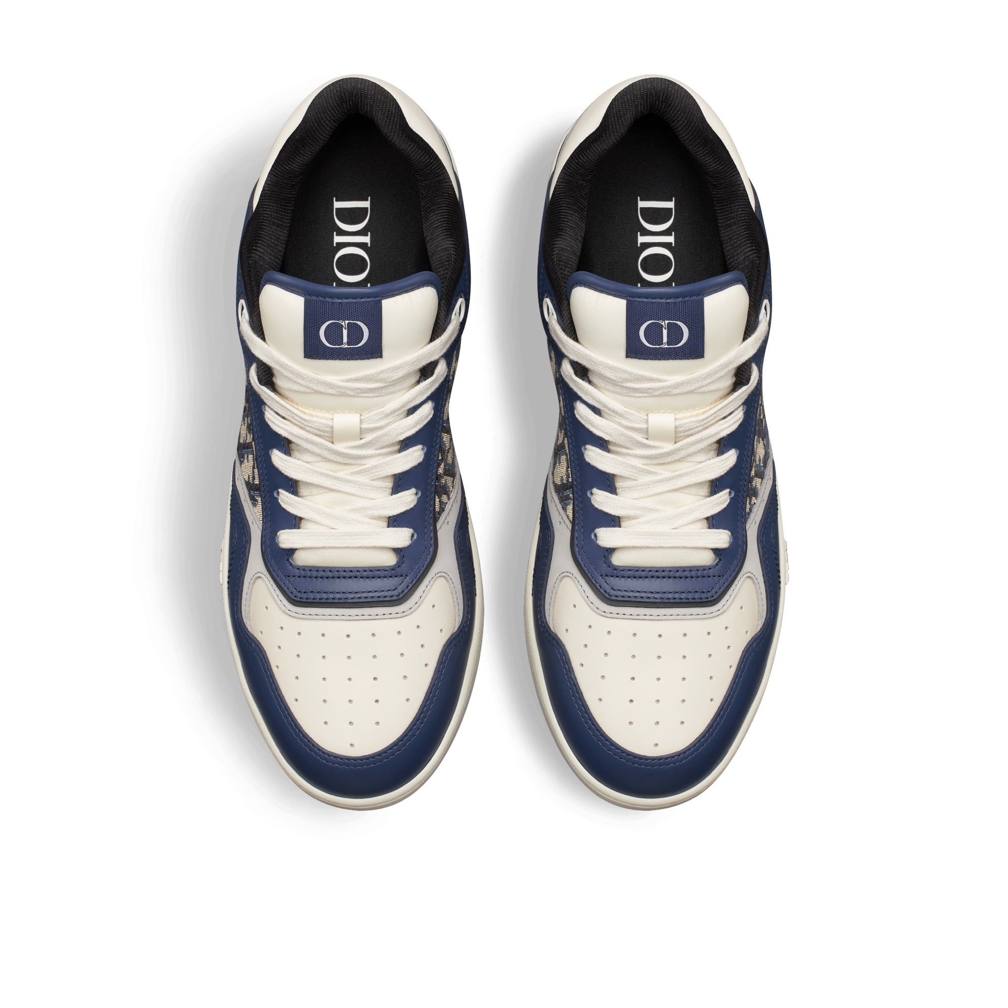 B27 Low-Top Sneaker - Blue, Cream and Dior Gray Smooth Calfskin with Beige and Black Dior Oblique Jacquard