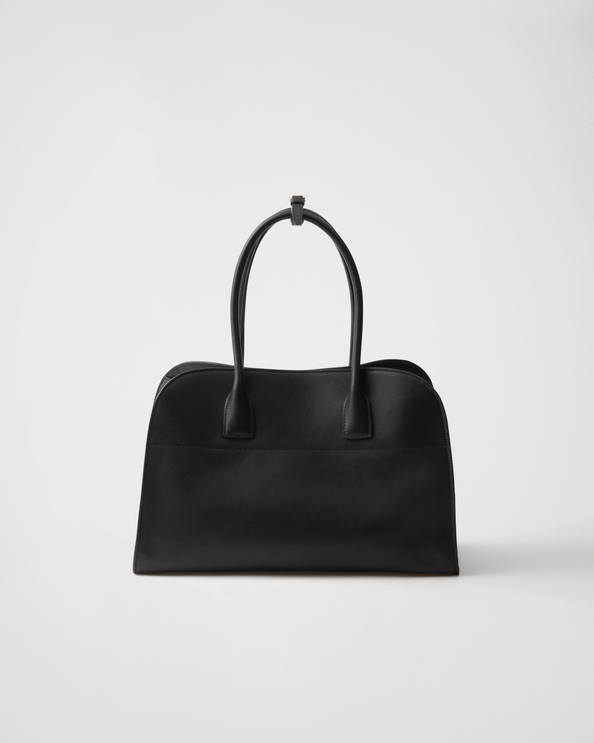 Large leather tote bag Black