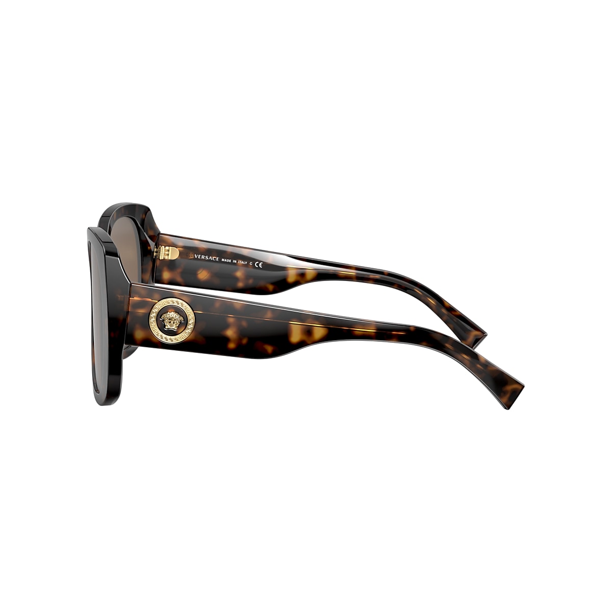 VERSACE VE4387 Havana - Women Luxury Sunglasses, Dark Brown Lens