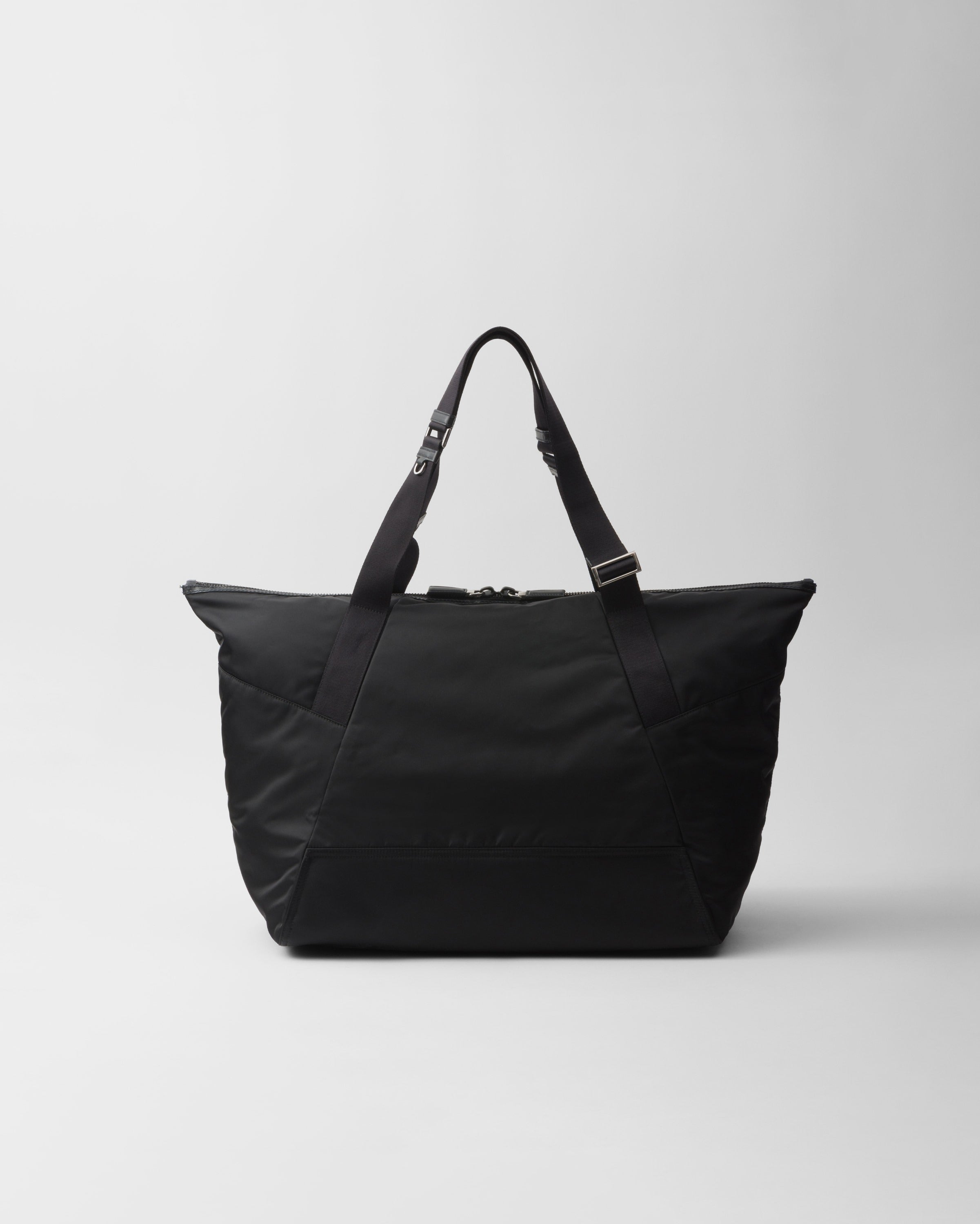 Re-Nylon and leather travel bag Black