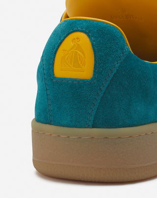 LANVIN X FUTURE HYPER CURB SNEAKERS IN LEATHER AND SUEDE FOR MEN - BLUE/YELLOW