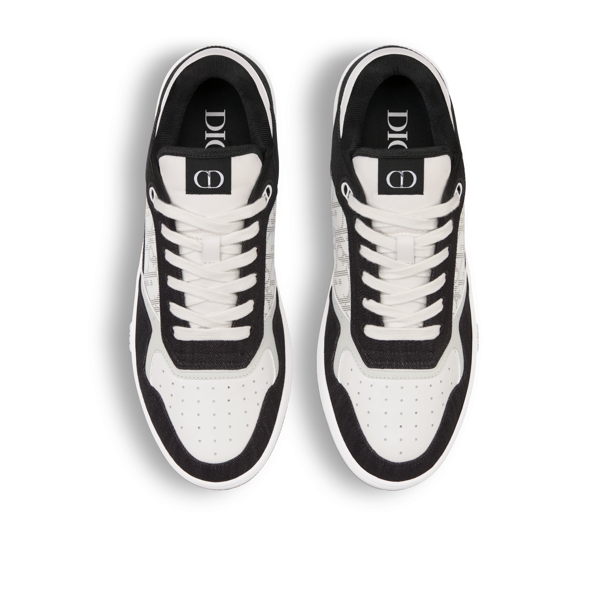 B27 Low-Top Sneaker - White Smooth Calfskin, Black Denim and White Dior Oblique Galaxy Leather