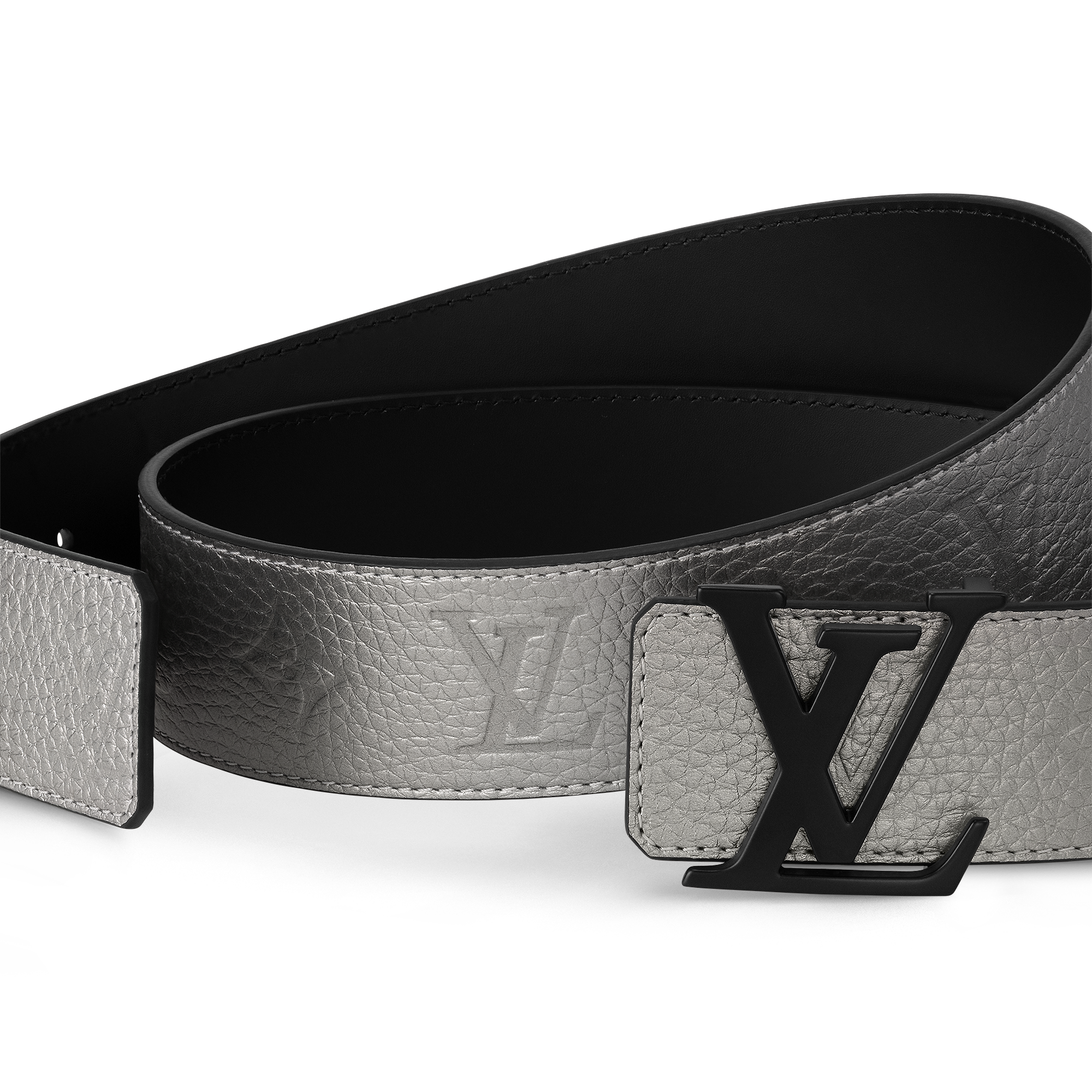 LV Initials 40mm Reversible Belt Taurillon Monogram - Silver