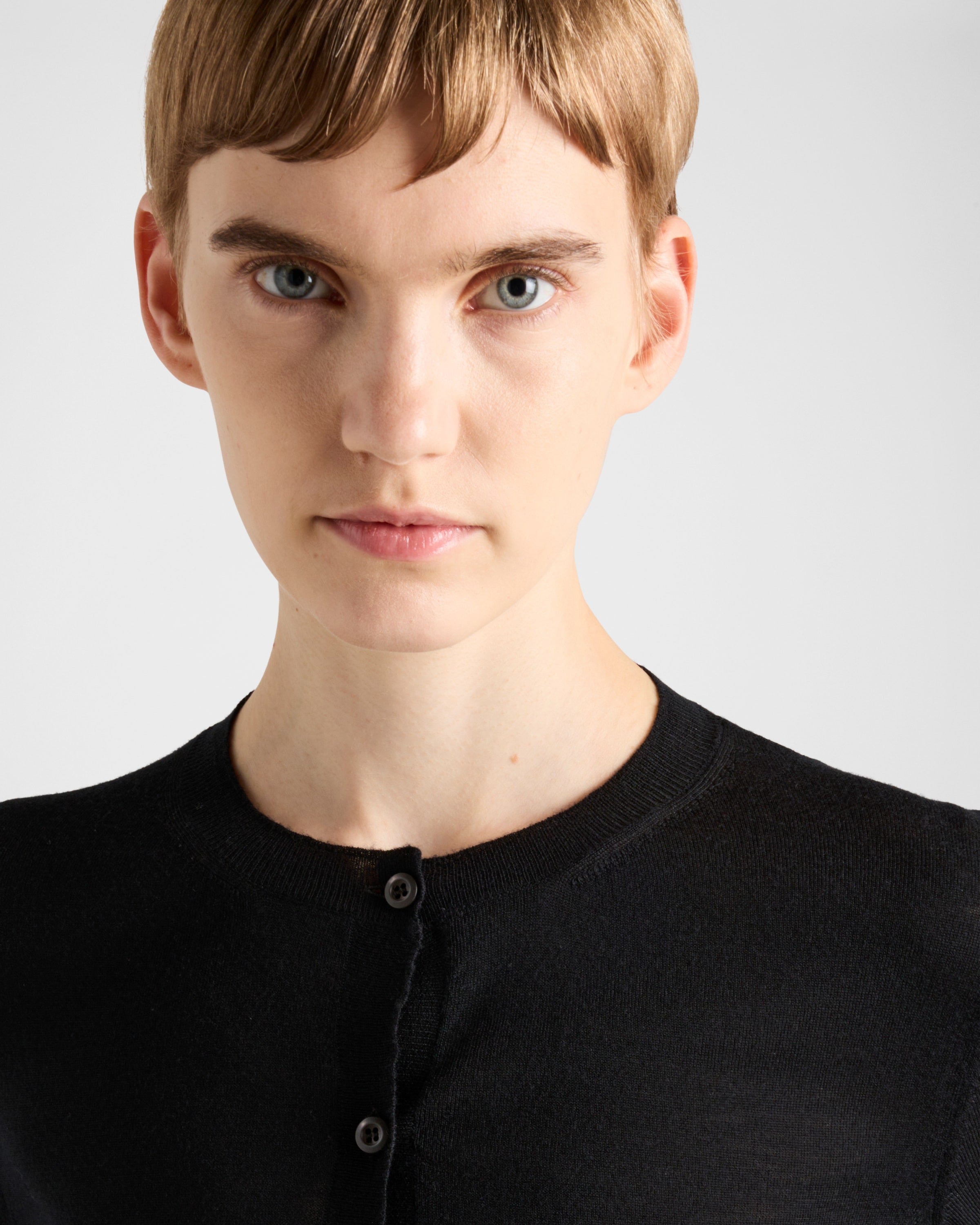 Superfine wool cardigan Black
