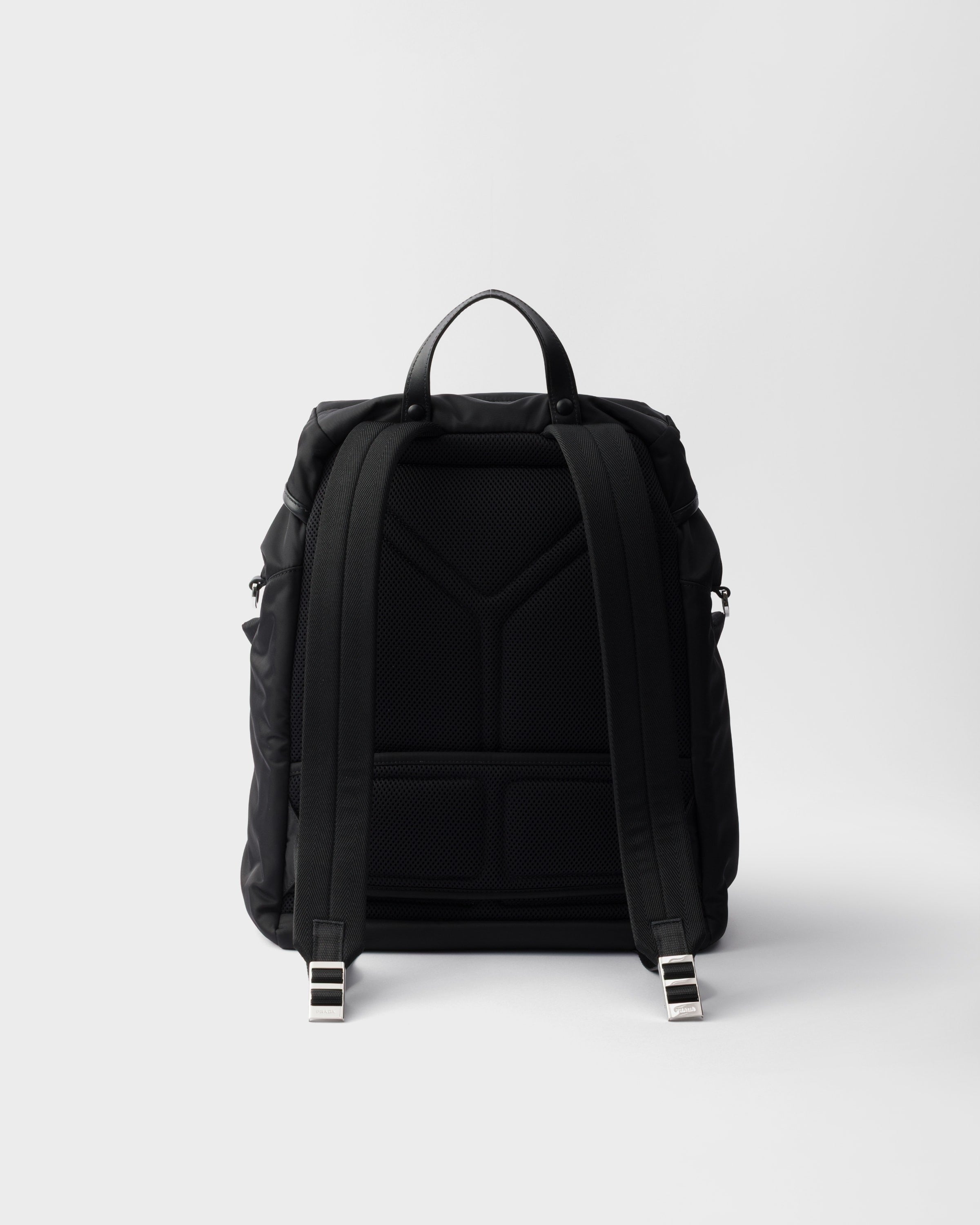 Re-Nylon and leather backpack Black
