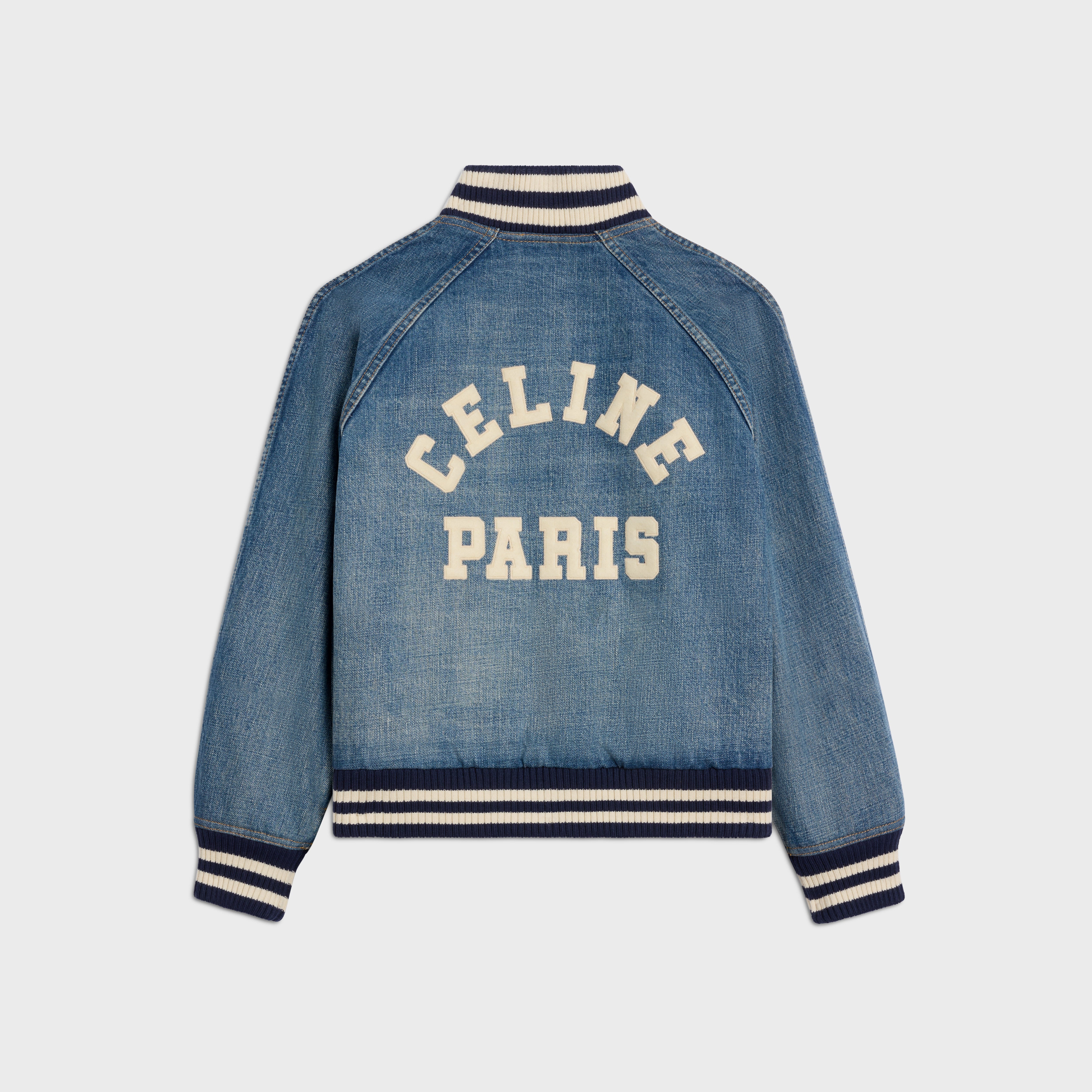 CELINE TEDDY JACKET IN CLEAN OCEAN BREATHE WASH DENIM - CLEAN OCEAN BREATHE