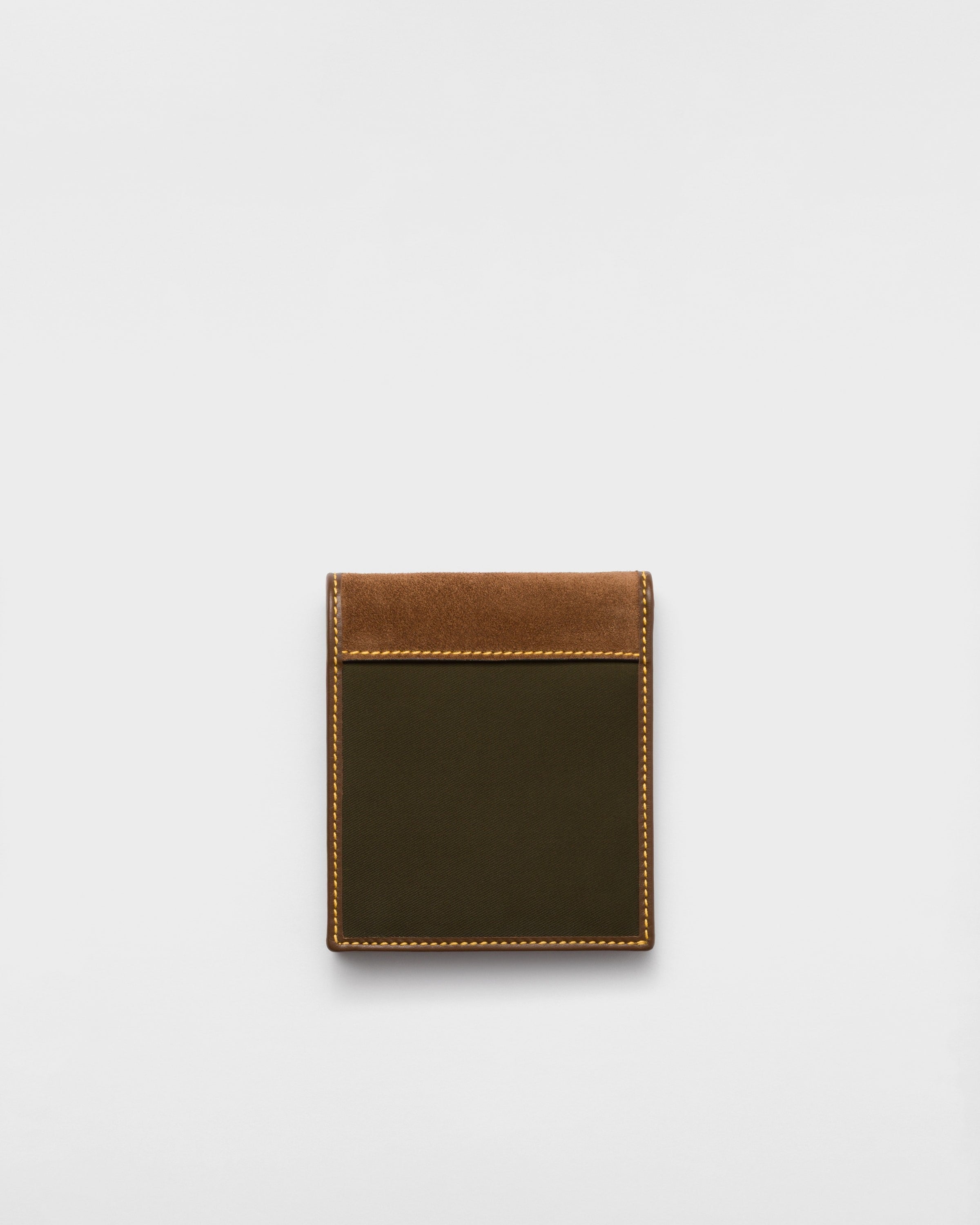 Re-Nylon and leather wallet Musk Green/Cocoa