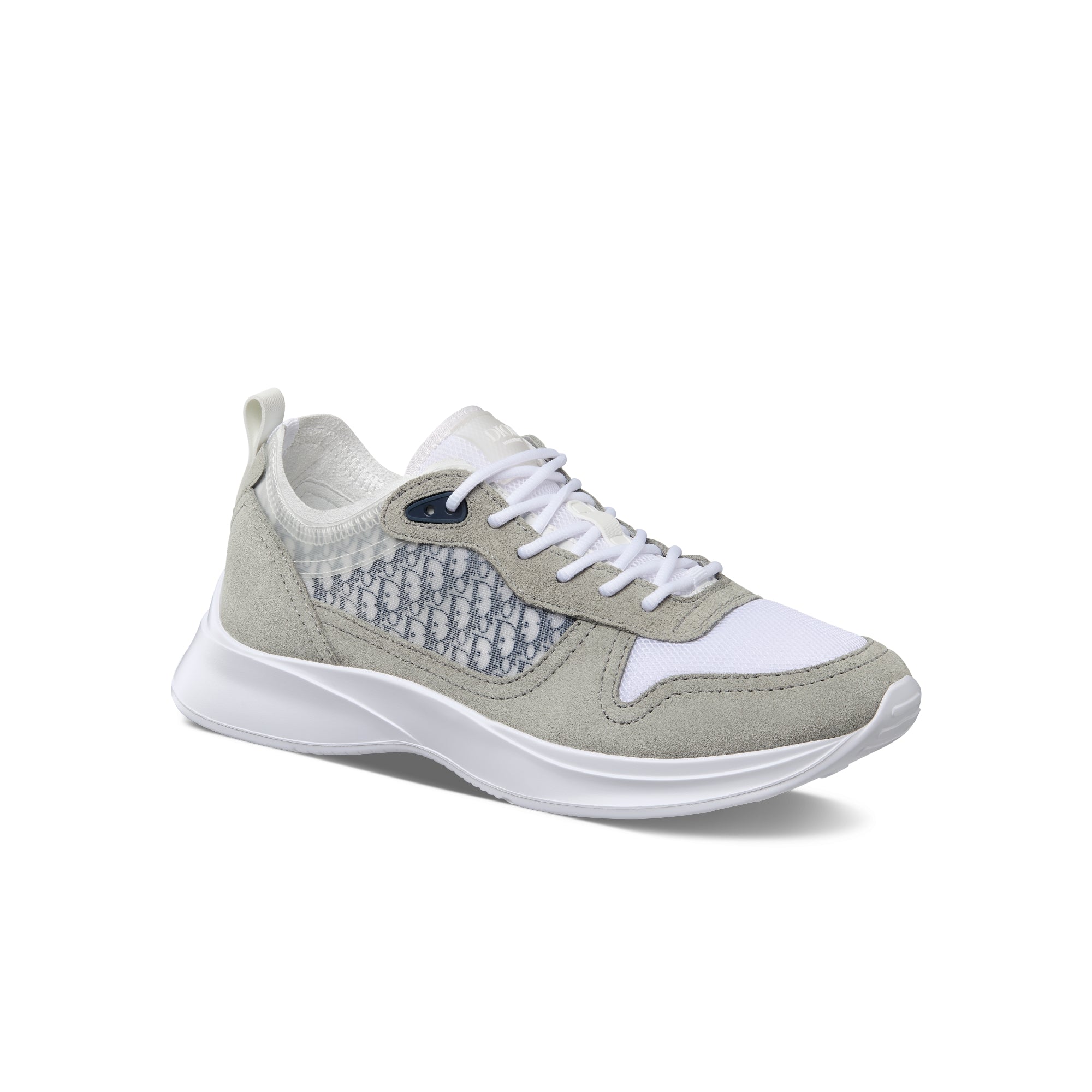 B25 Runner Sneaker - Gray Suede and White Technical Mesh with Blue and White Dior Oblique Canvas