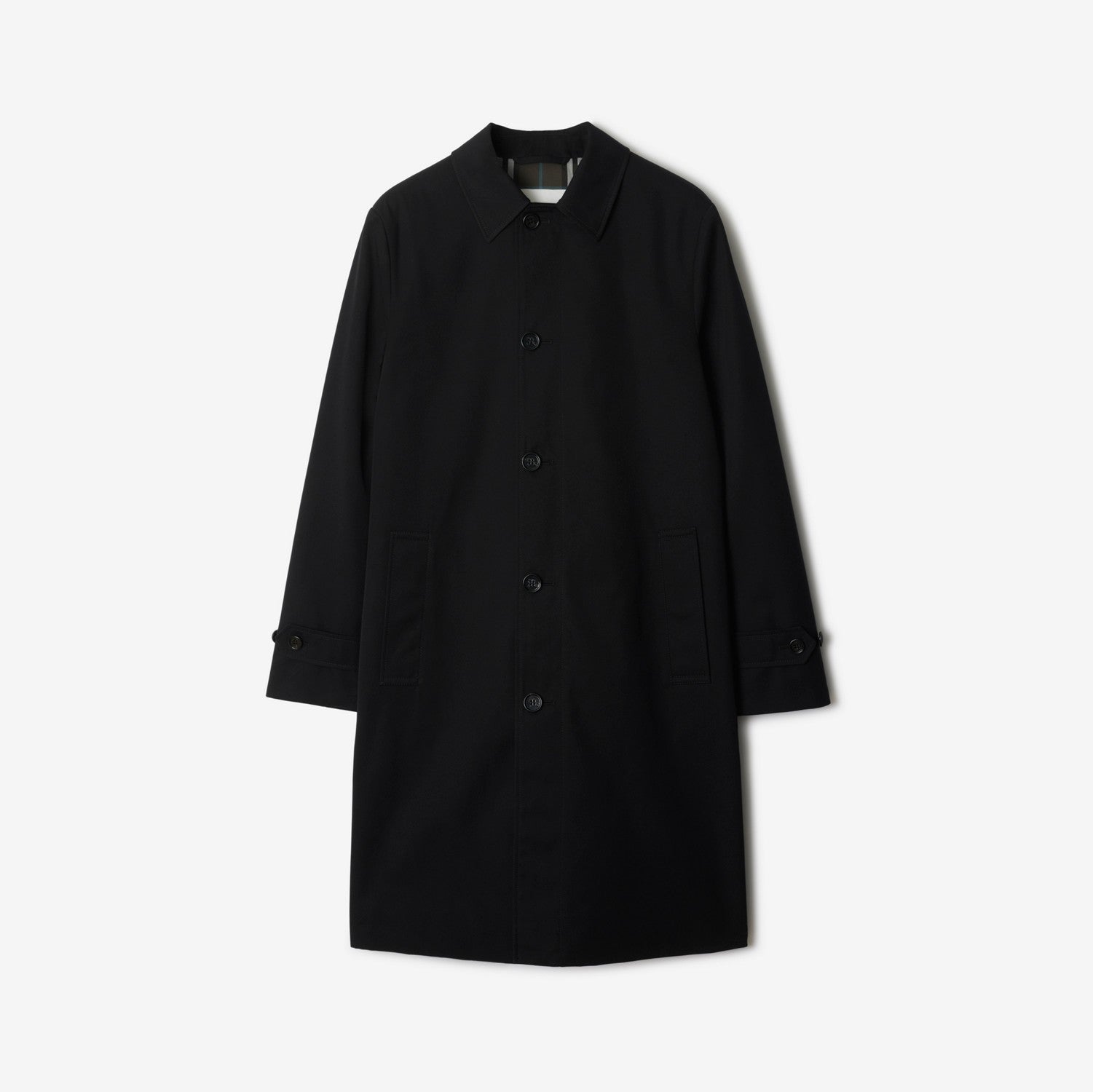 Long Cotton Blend Car Coat - Black