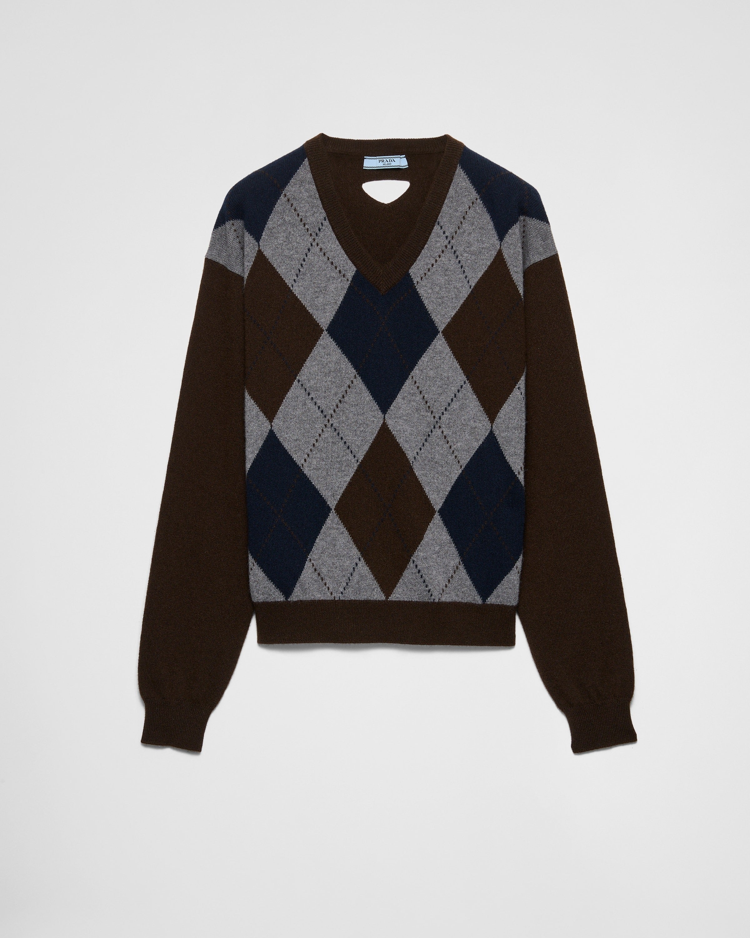 V-neck cashmere sweater Dark Brown/Blue
