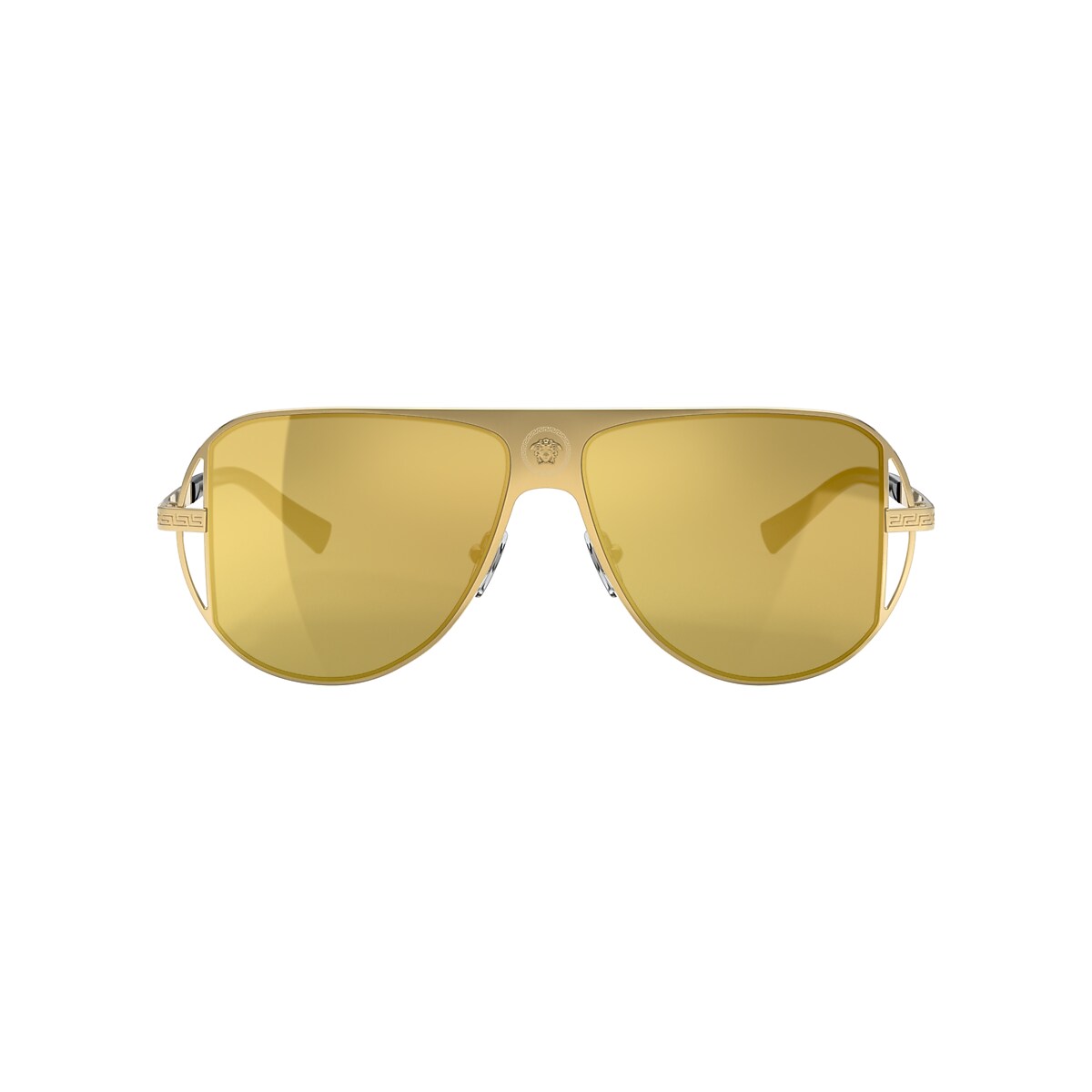 VERSACE VE2212 Gold - Men Luxury Sunglasses, Brown Mirror Gold Lens