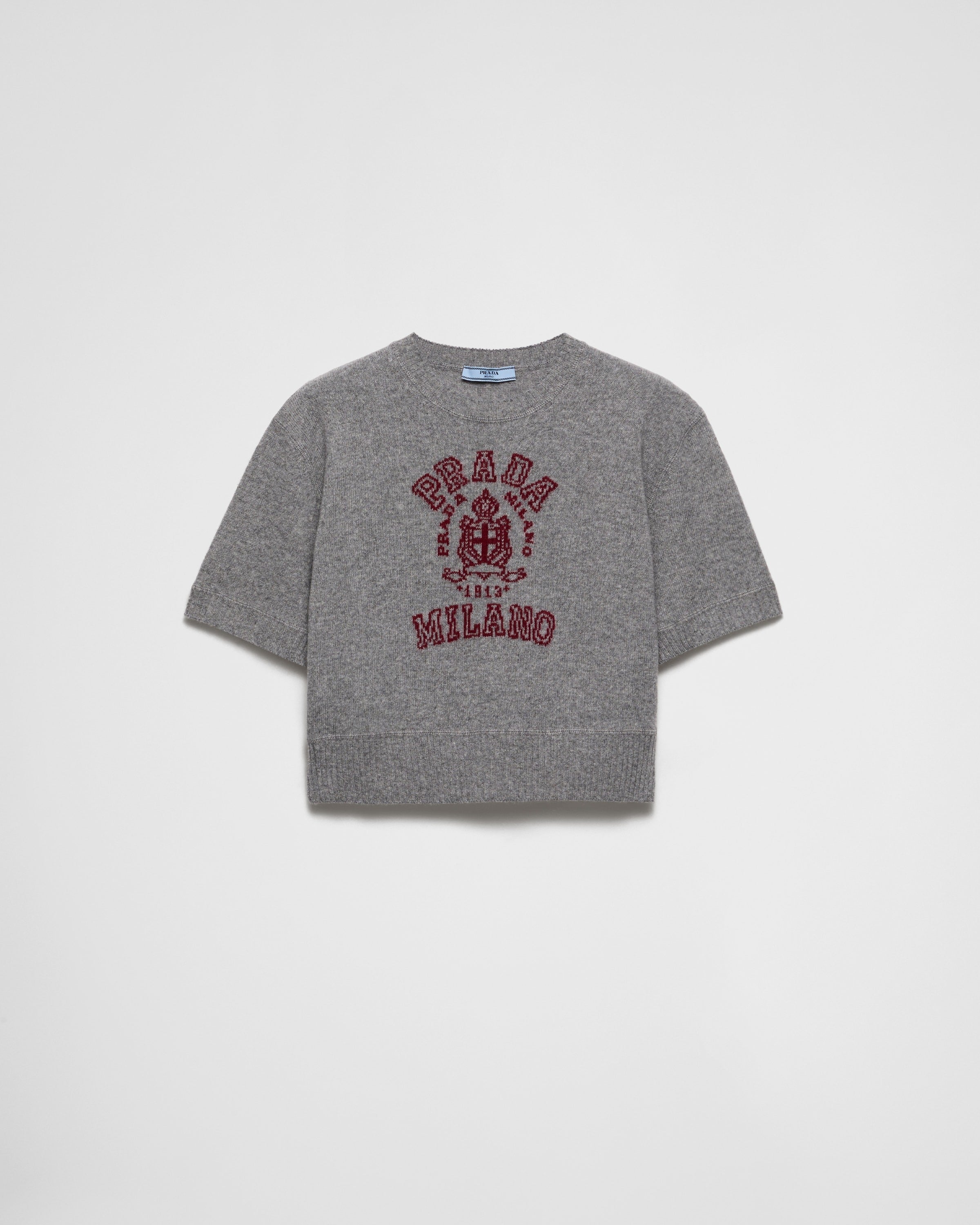 Wool and cashmere intarsia sweater Amaranth/Grey