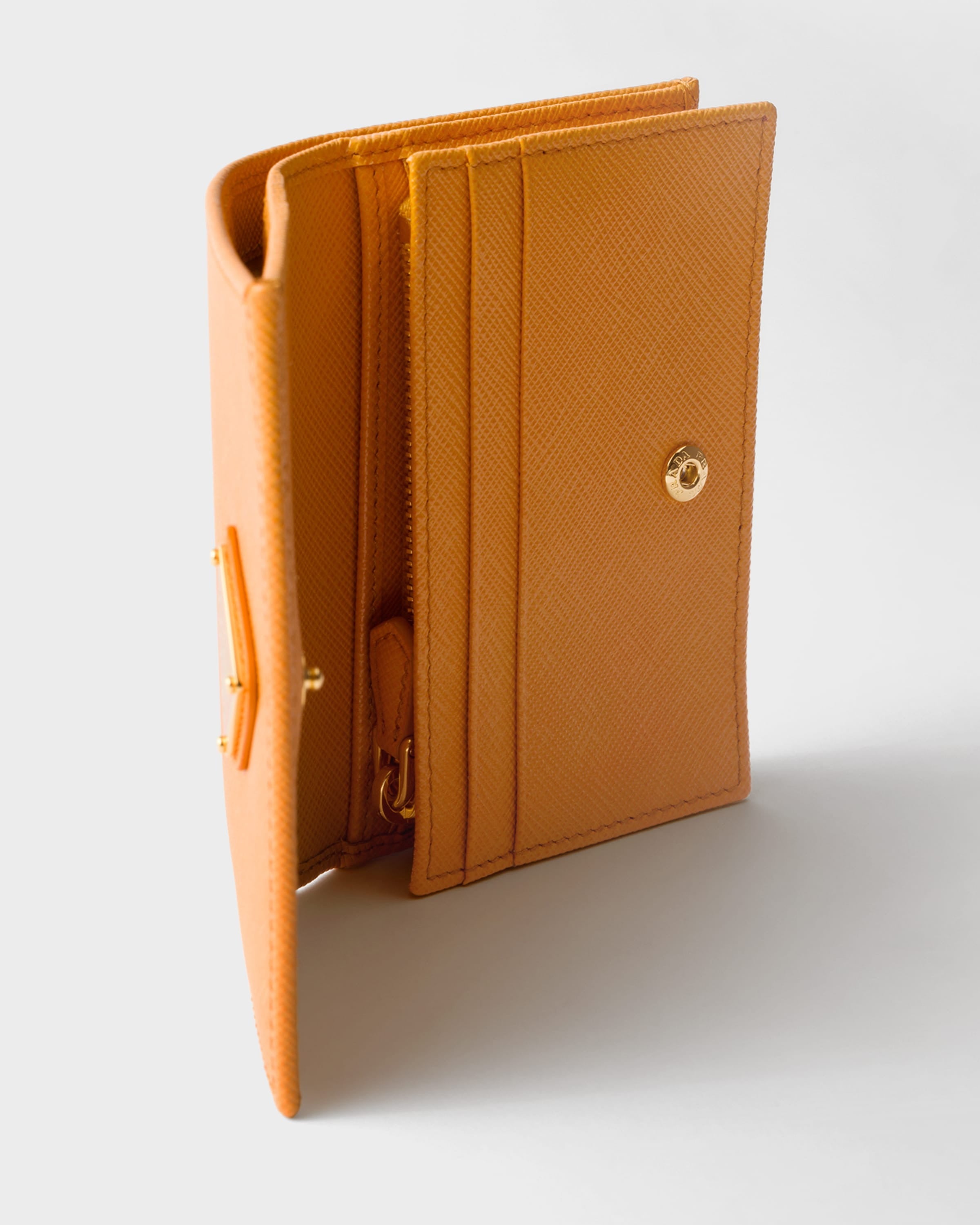 Small Saffiano Leather Wallet Amber