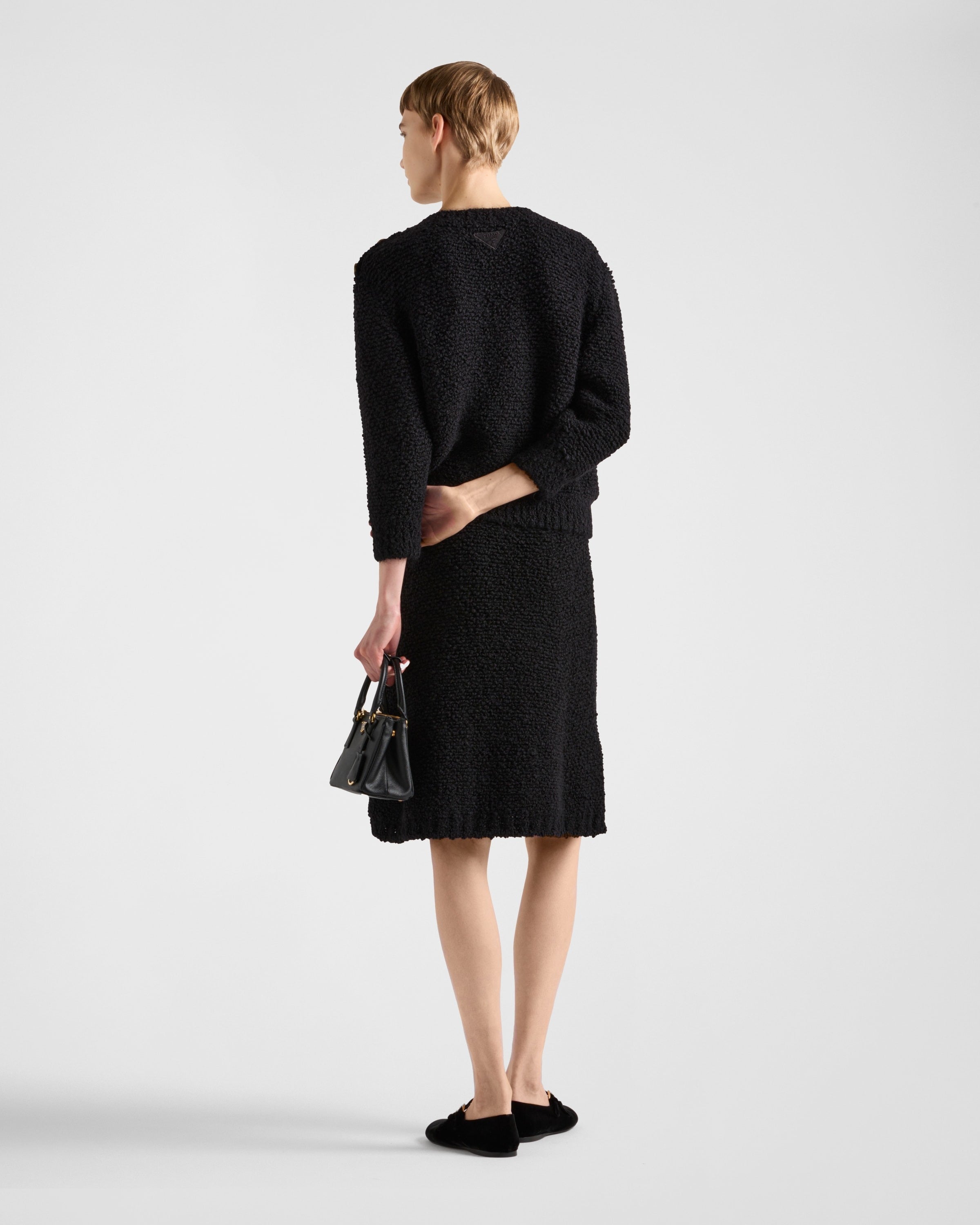 Bouclé mohair crew-neck sweater Black