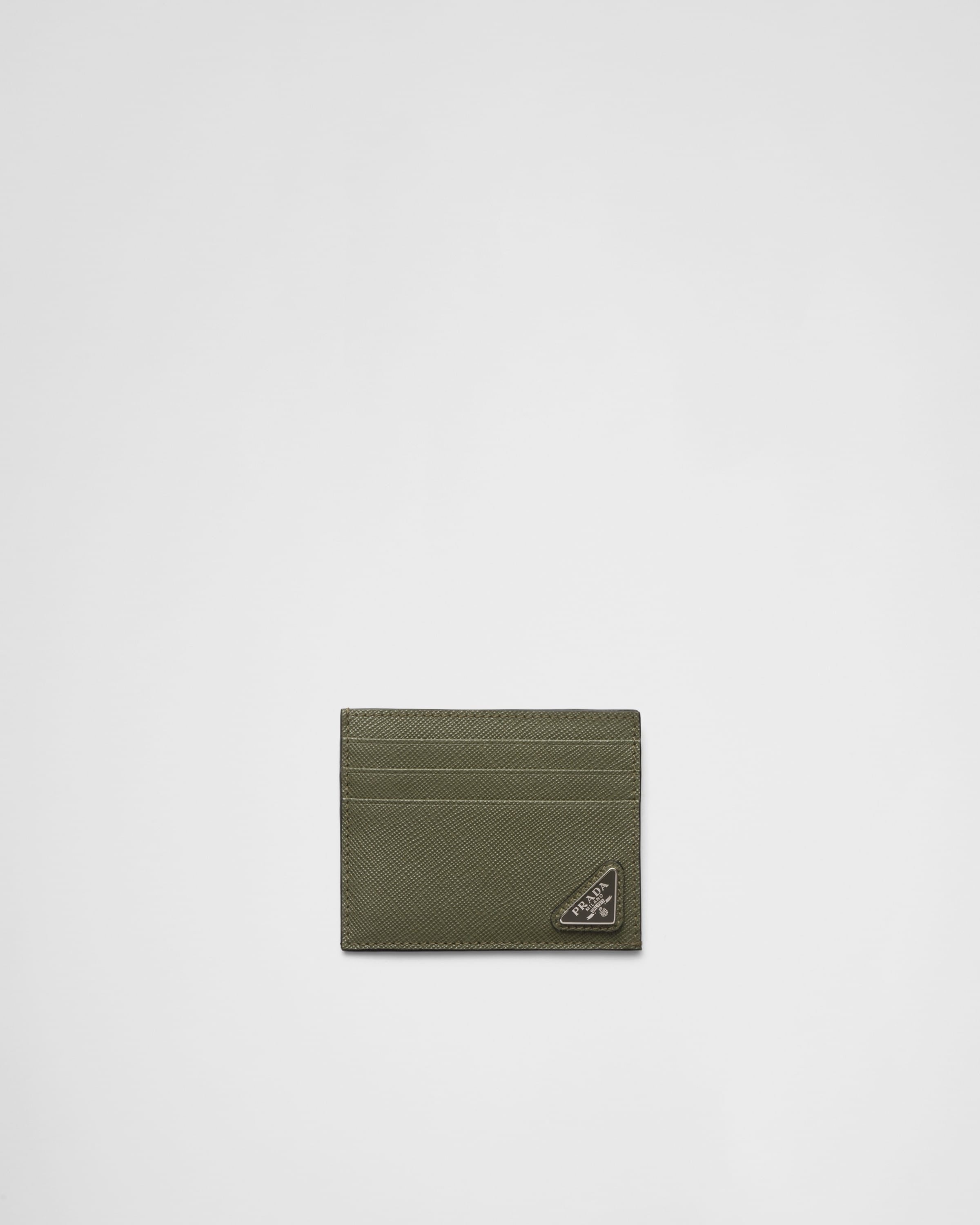 Saffiano leather card holder Loden Green