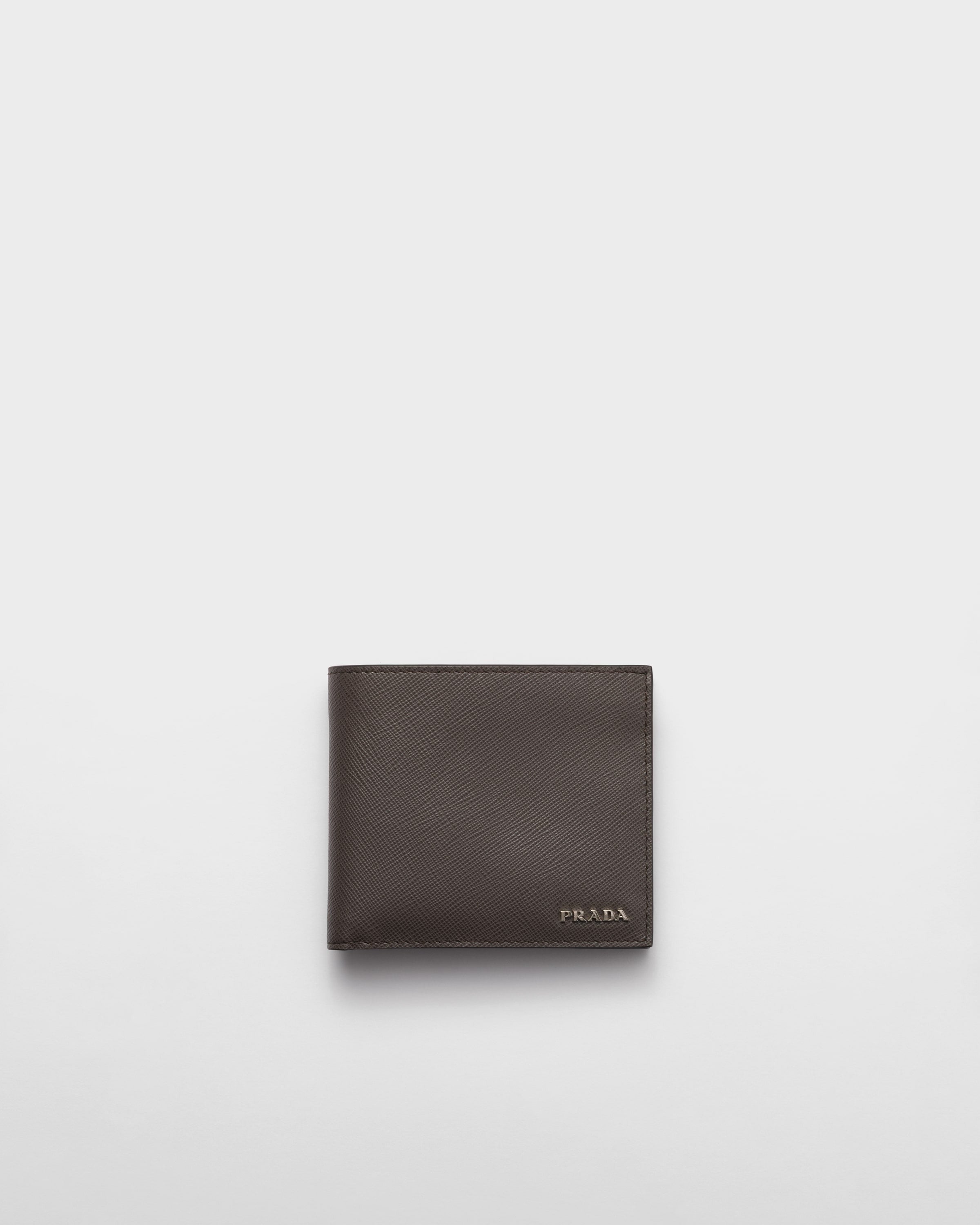 Saffiano Leather Wallet Smoky Gray/Emerald