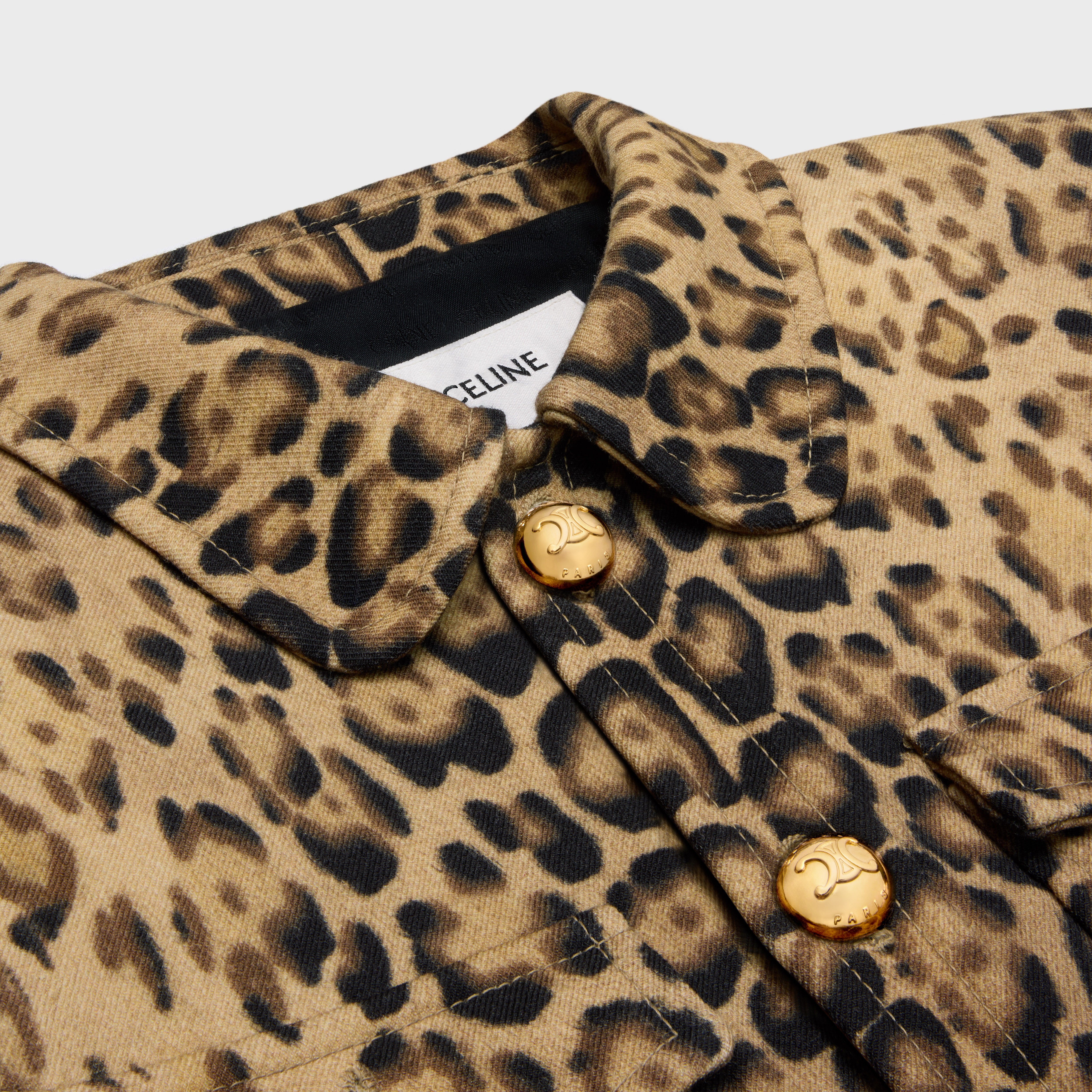 TRUCKER JACKET IN DOUBLE WOOL - LEOPARD