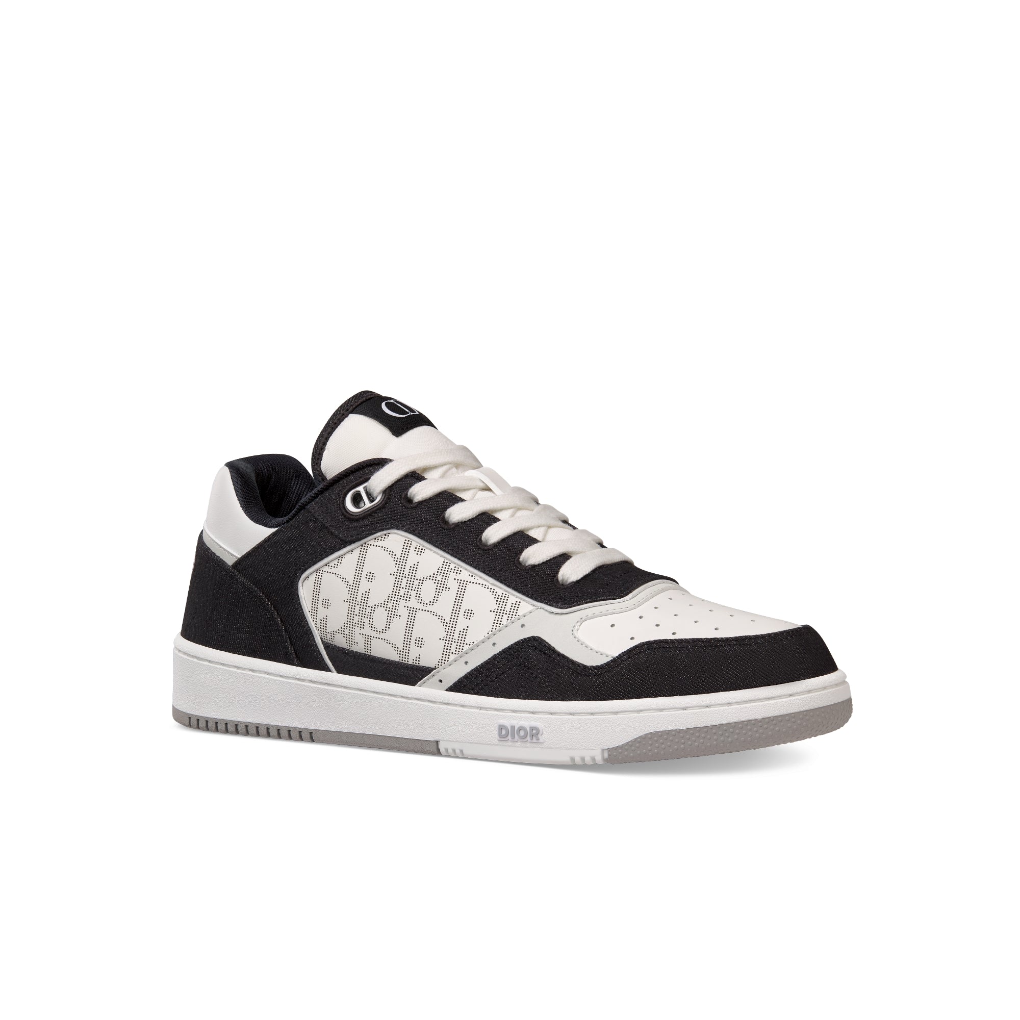 B27 Low-Top Sneaker - White Smooth Calfskin, Black Denim and White Dior Oblique Galaxy Leather