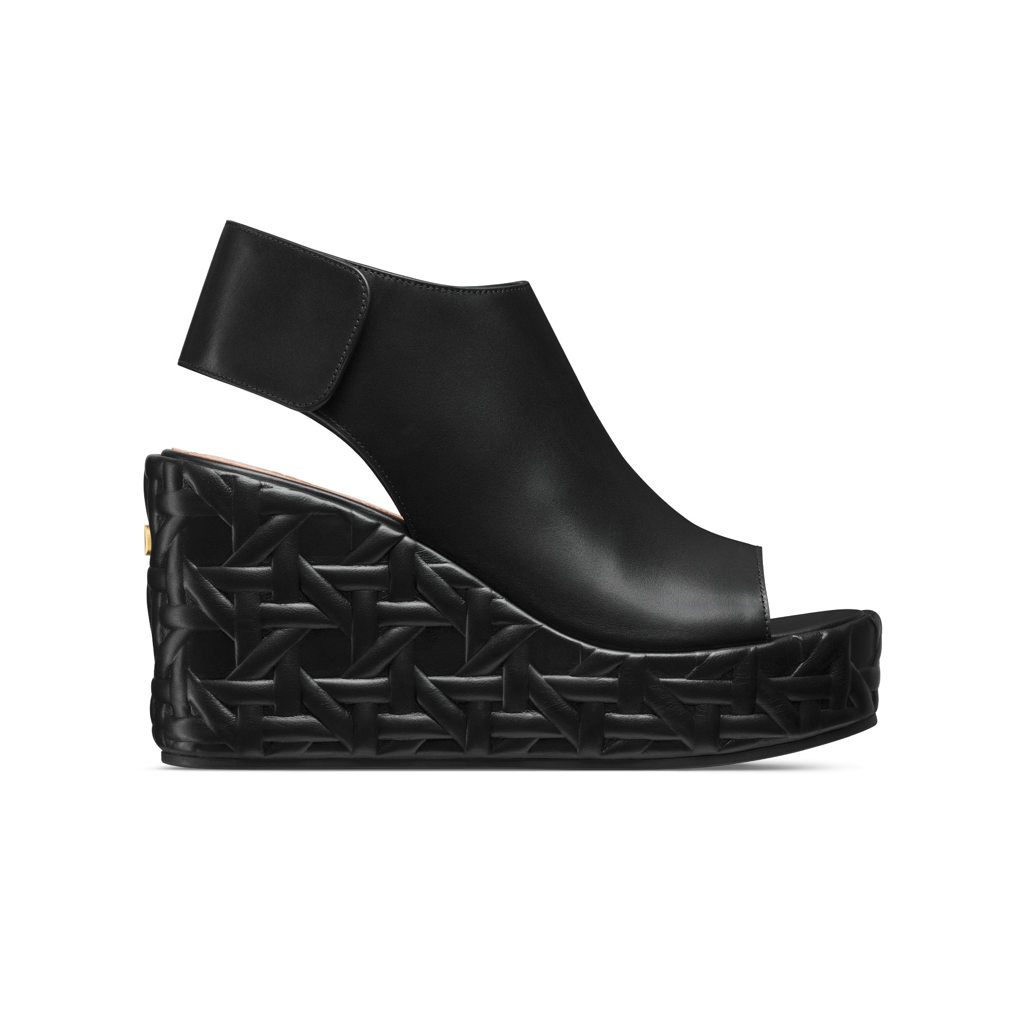 Attitude Dior Wedge Sandal - Black Calfskin