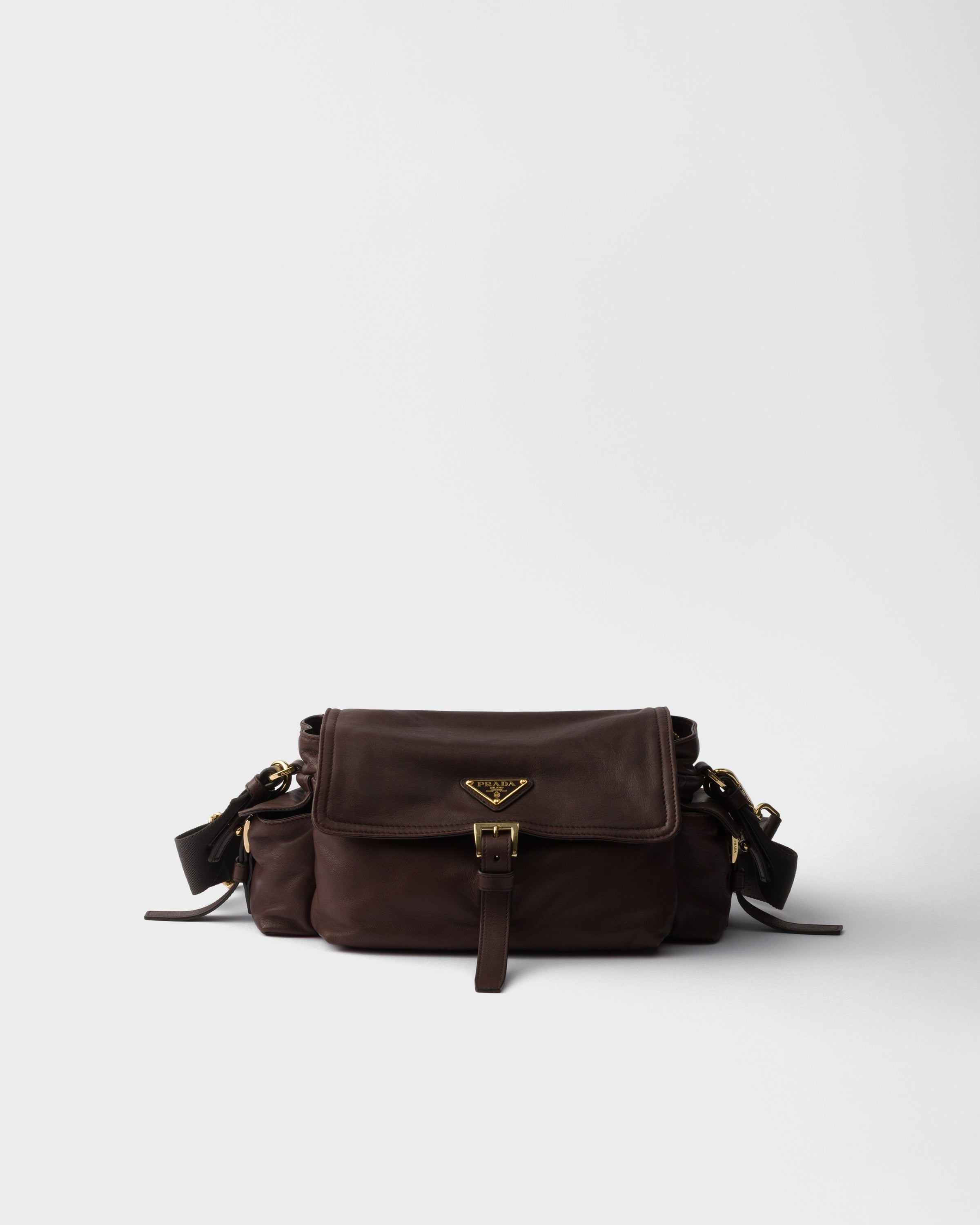 Medium Prada Explore nappa leather shoulder bag with flap Sienna