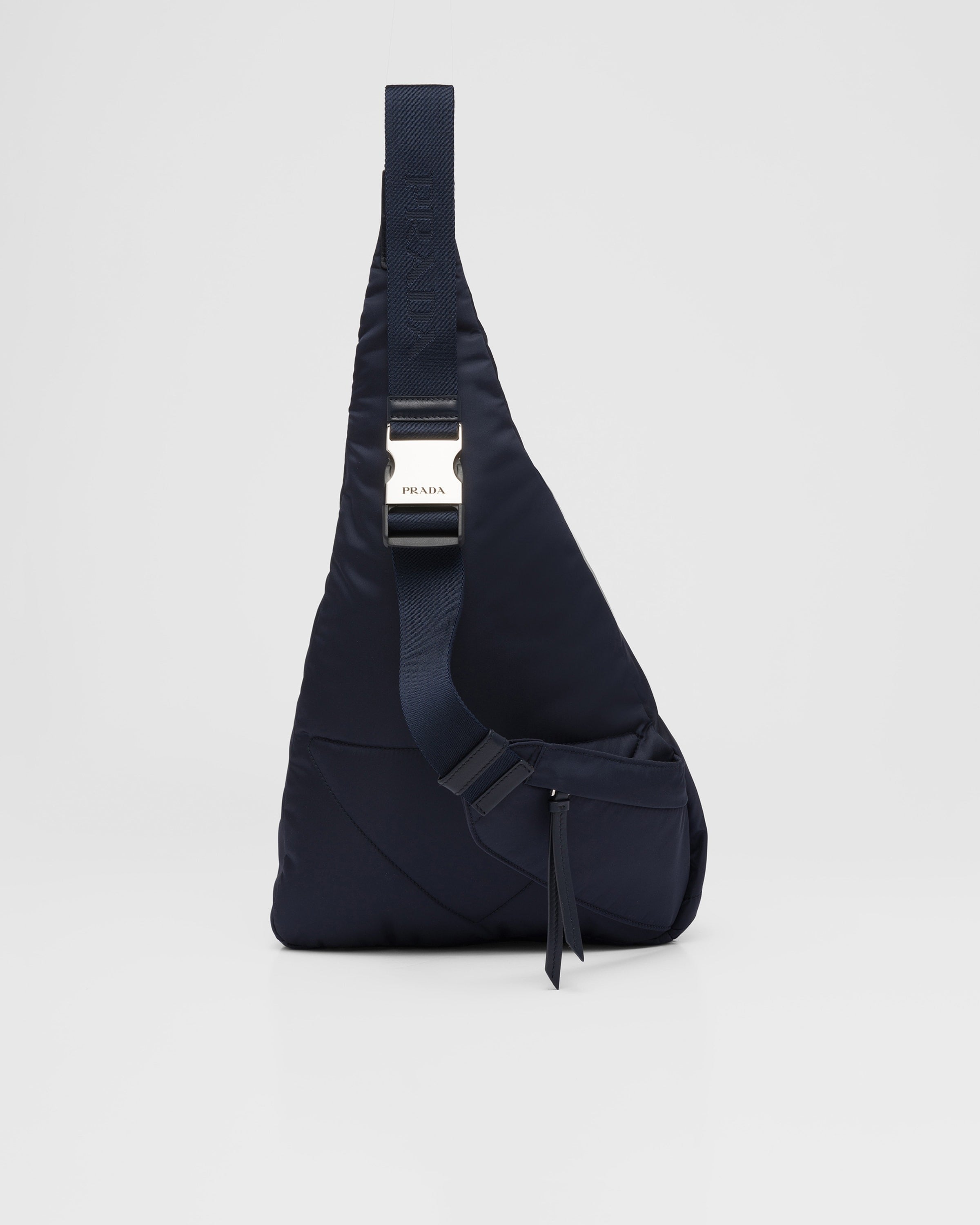 Re-Nylon and leather backpack Navy