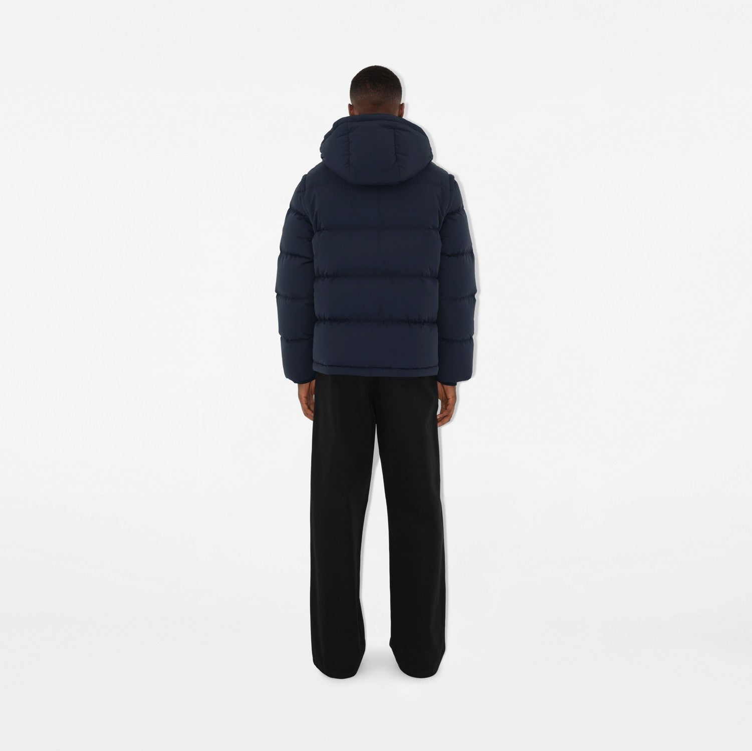 Detachable Sleeve Nylon Puffer Jacket - Navy/charcoal