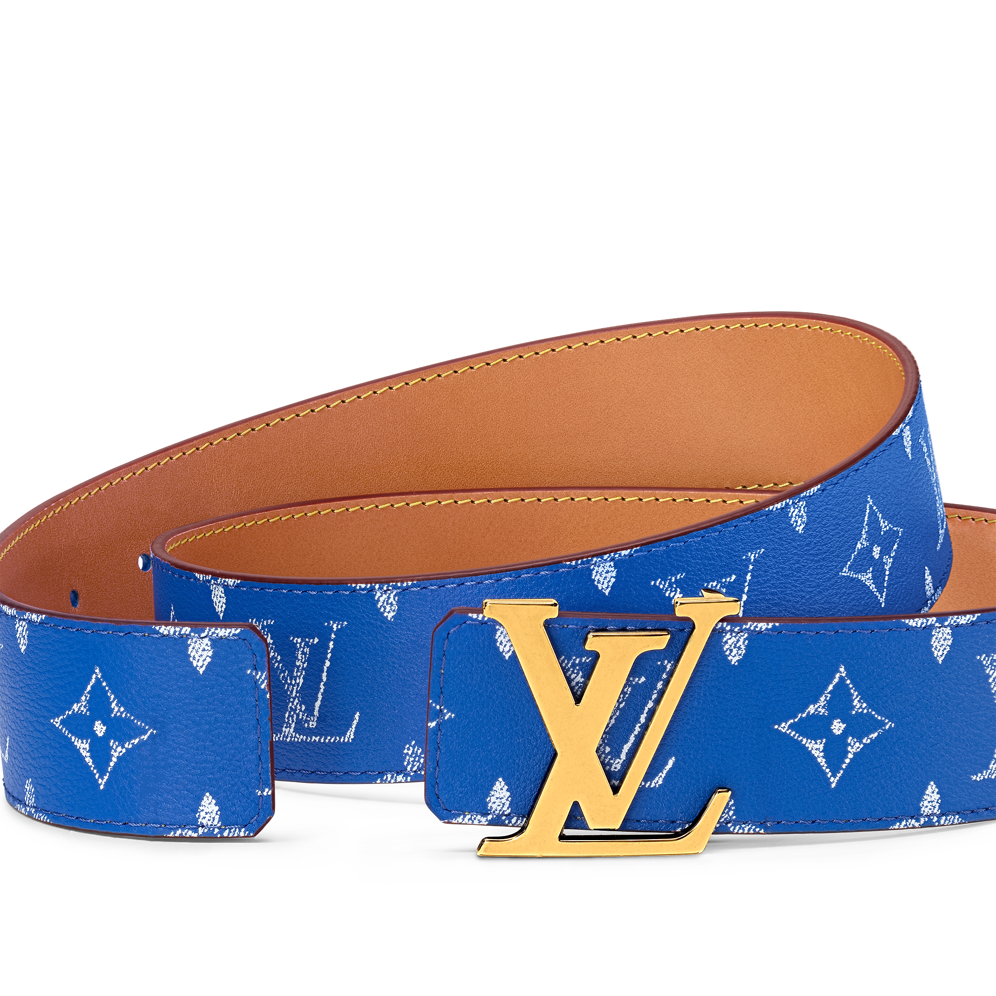 LV Initiales 40mm Reversible Belt SANS LIGNE ESTHETIQUE - Bleu