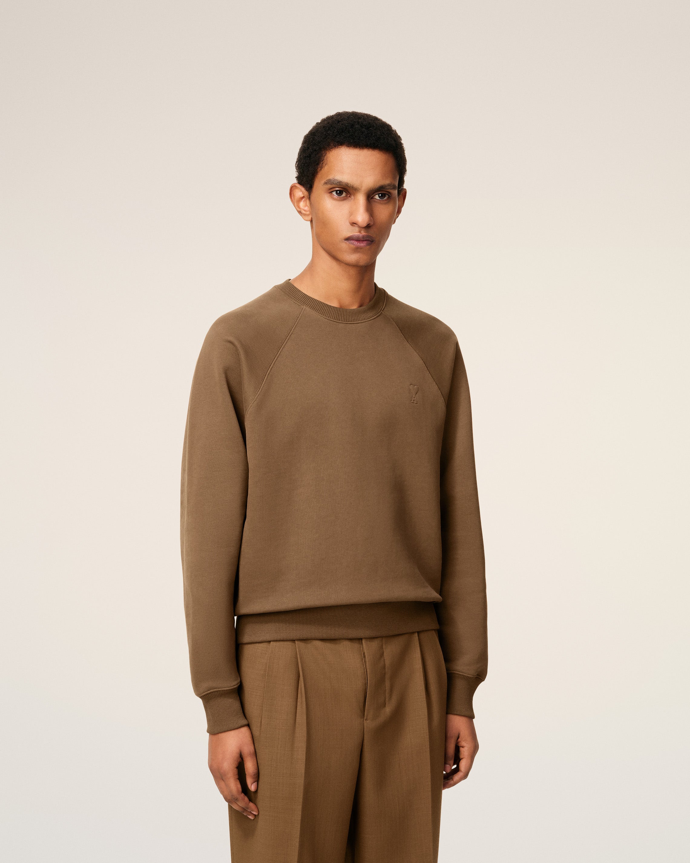 Brown Cotton Ami De Coeur Sweatshirt HAZELNUT