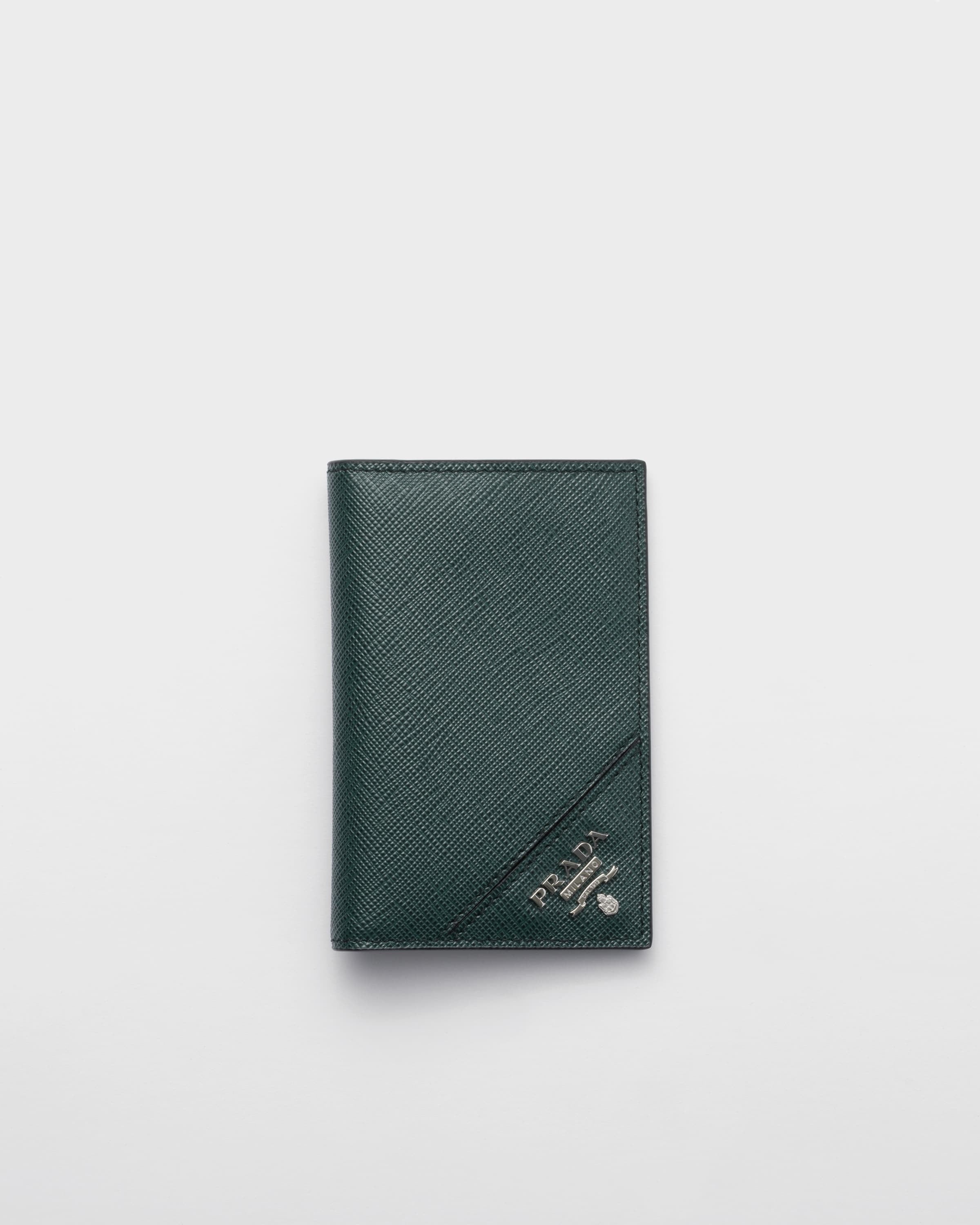 Saffiano Leather Card Holder Emerald Green
